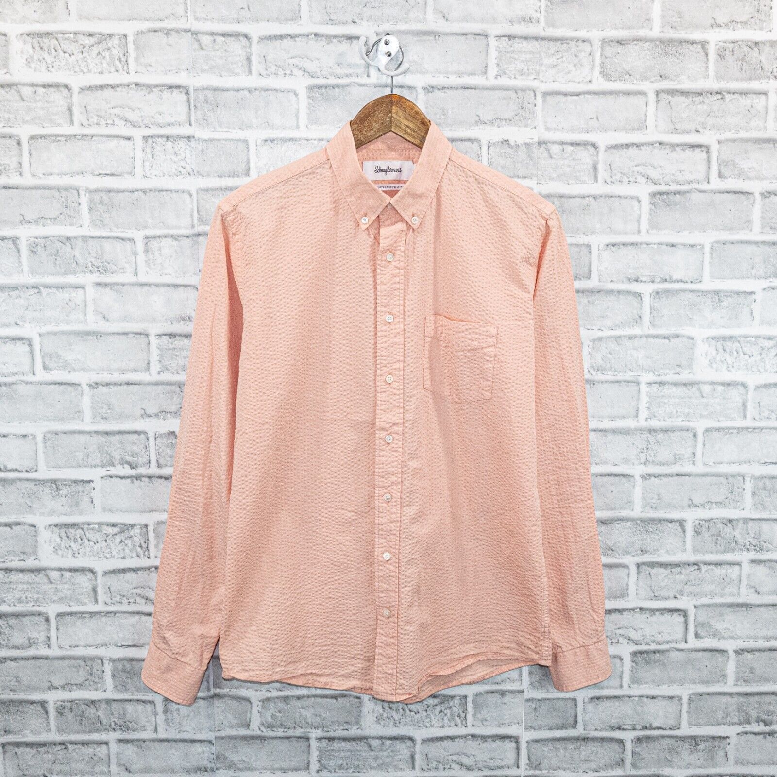 Schnaydermans schnayderman's Seersucker One in Pink Button Down Shirt Size US M / EU 48-50 / 2 - 1 Thumbnail