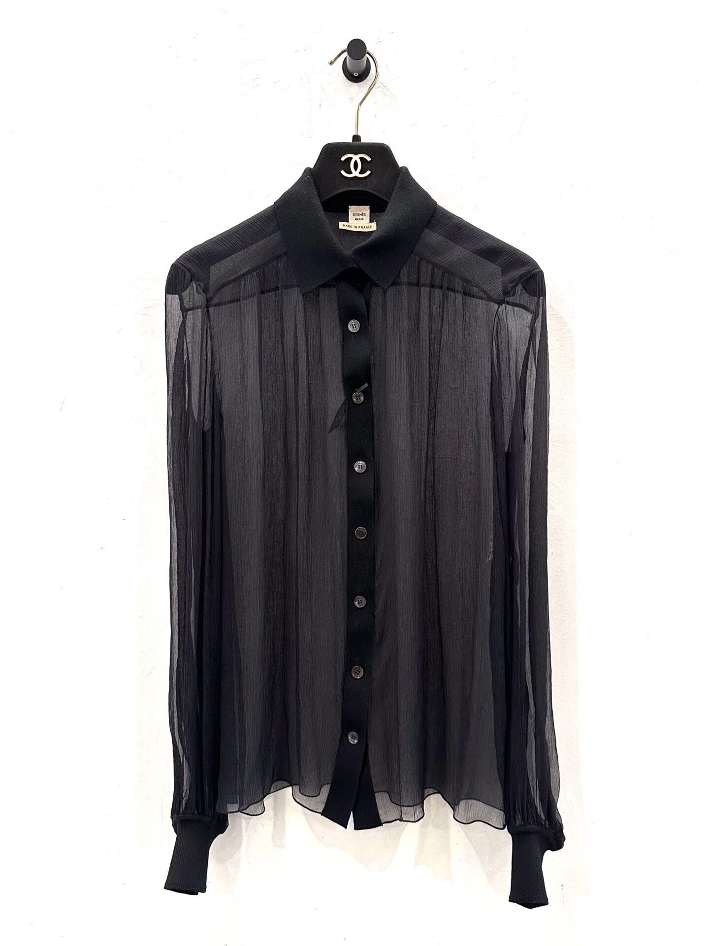 Hermes Women's Black Silk Shirt Coat