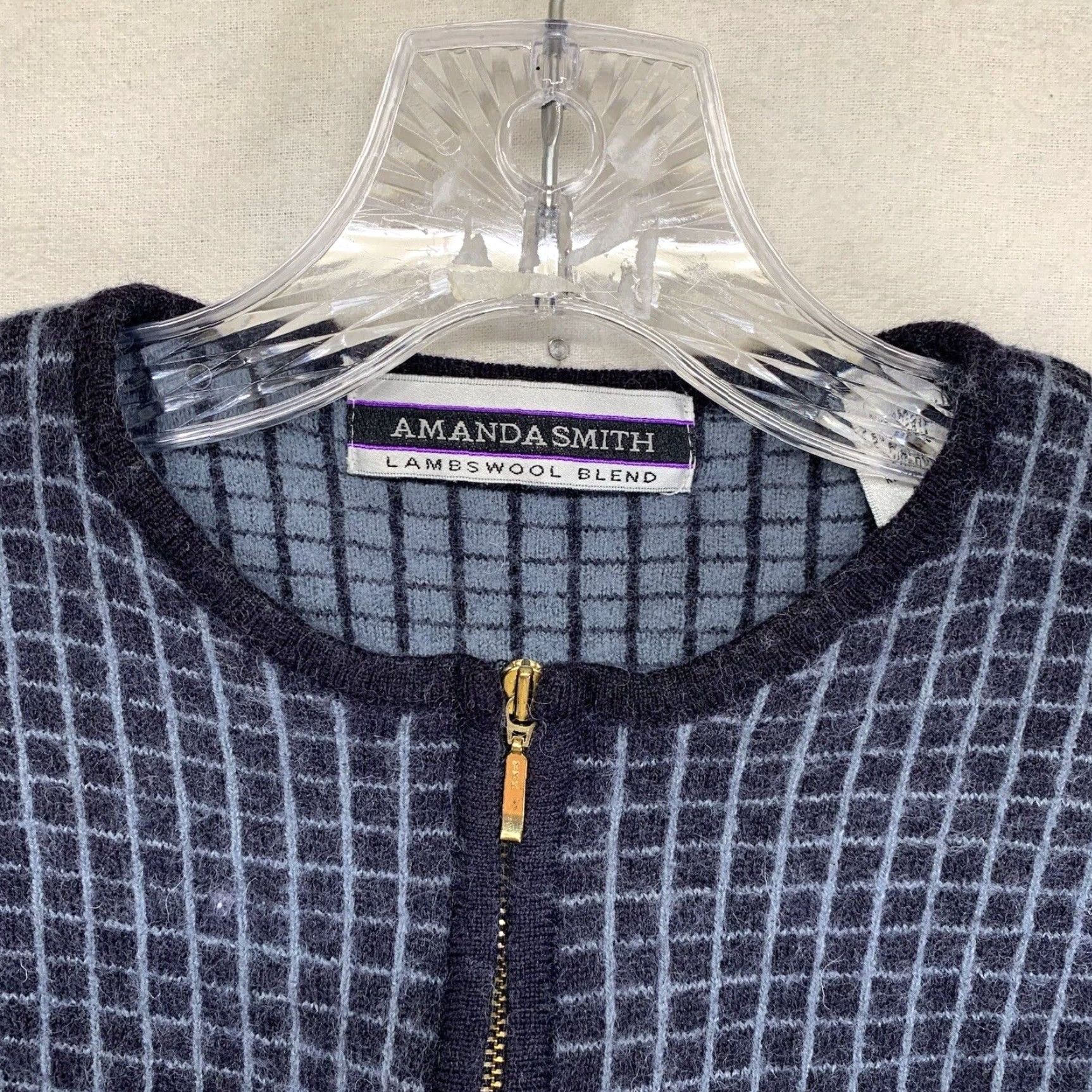 Vintage VINTAGE Amanda Smith Sweater Full Zip Jumper Argyle Blue Squares 80s 90s Preppy Slim XS Womens Dress Knit Wool-Acrylic Size XS / US 0-2 / IT 36-38 - 5 Thumbnail