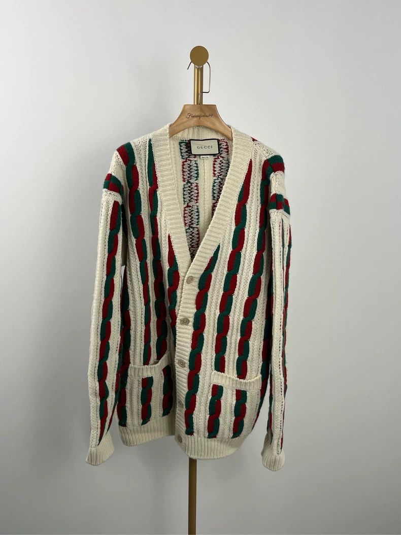 Gucci Gucci Striped V-neck long-sleeved knitted cardigan 2504-Nex Size US M / EU 48-50 / 2 - 1 Thumbnail