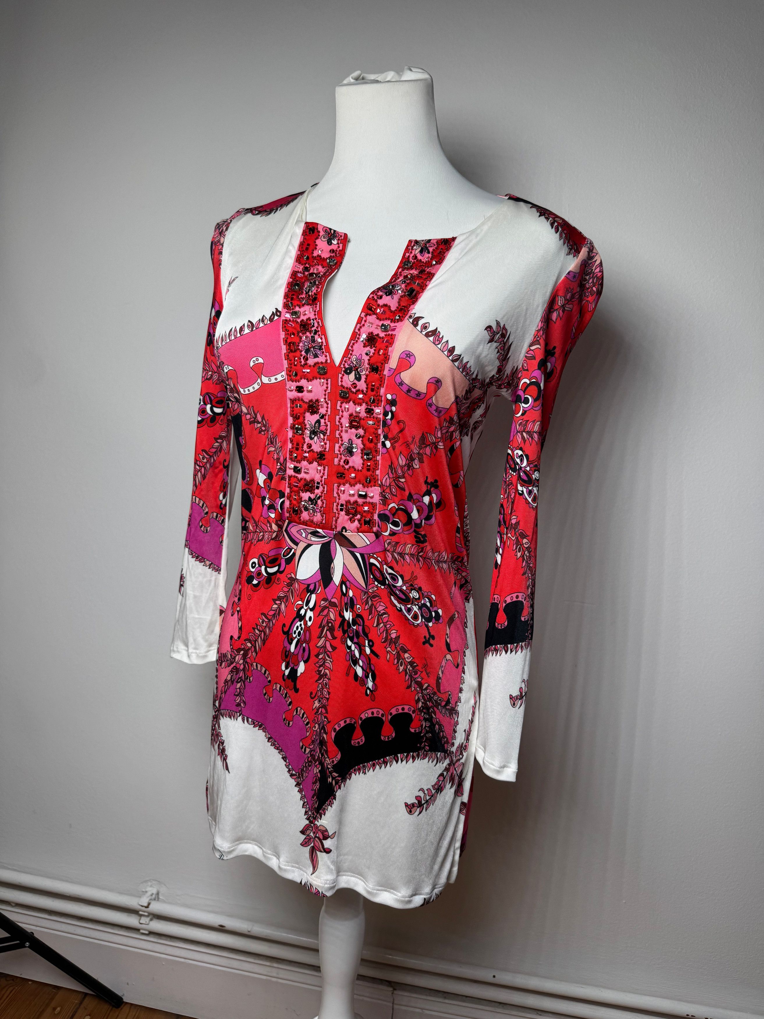 Emilio Pucci Vintage Abstract Dress / Top Red White XS Size XS / US 0-2 / IT 36-38 - 1 Thumbnail