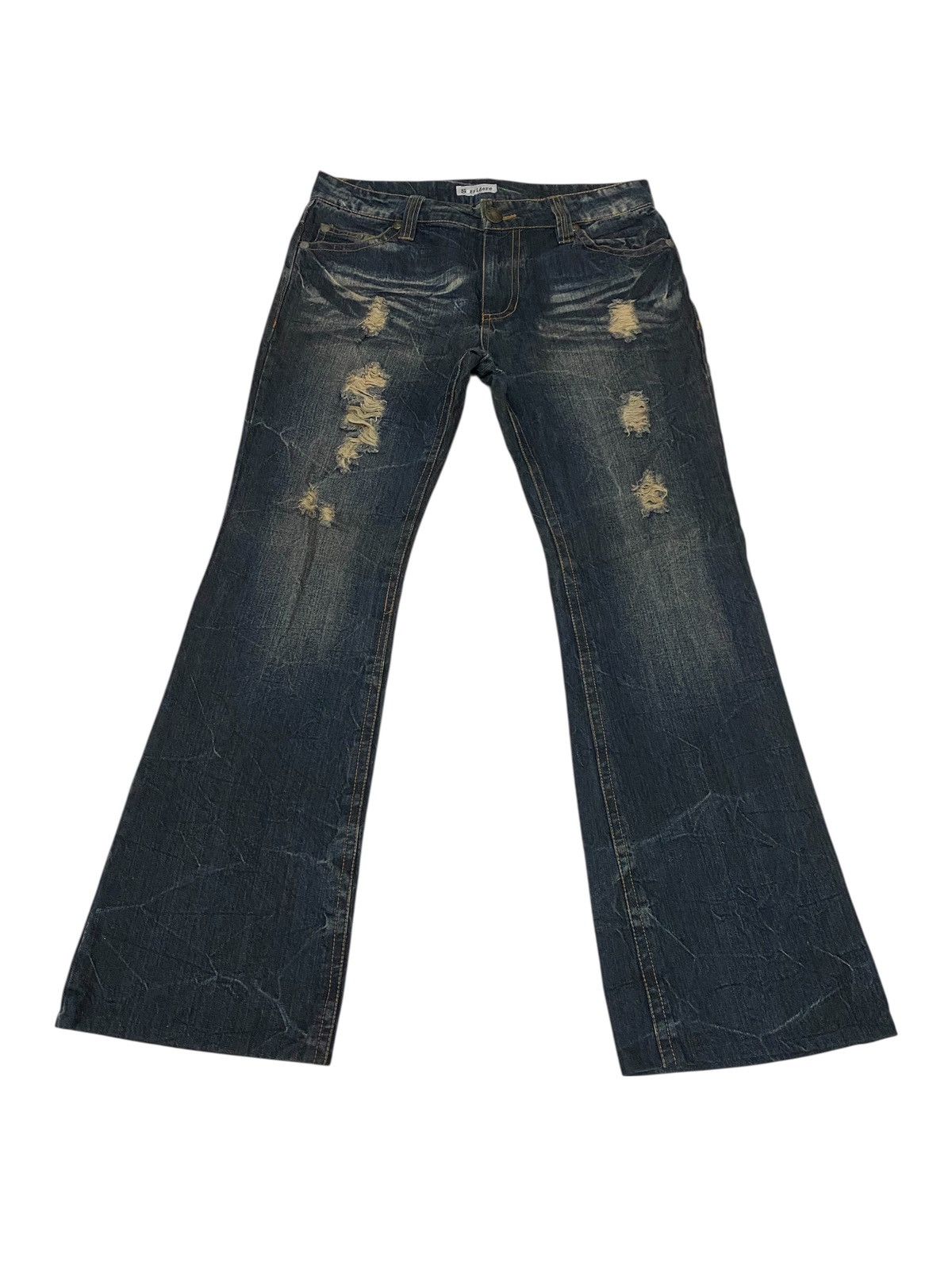 If Six Was Nine Sorrired cross logo with poems flared jeans Size US 33 - 4 Thumbnail