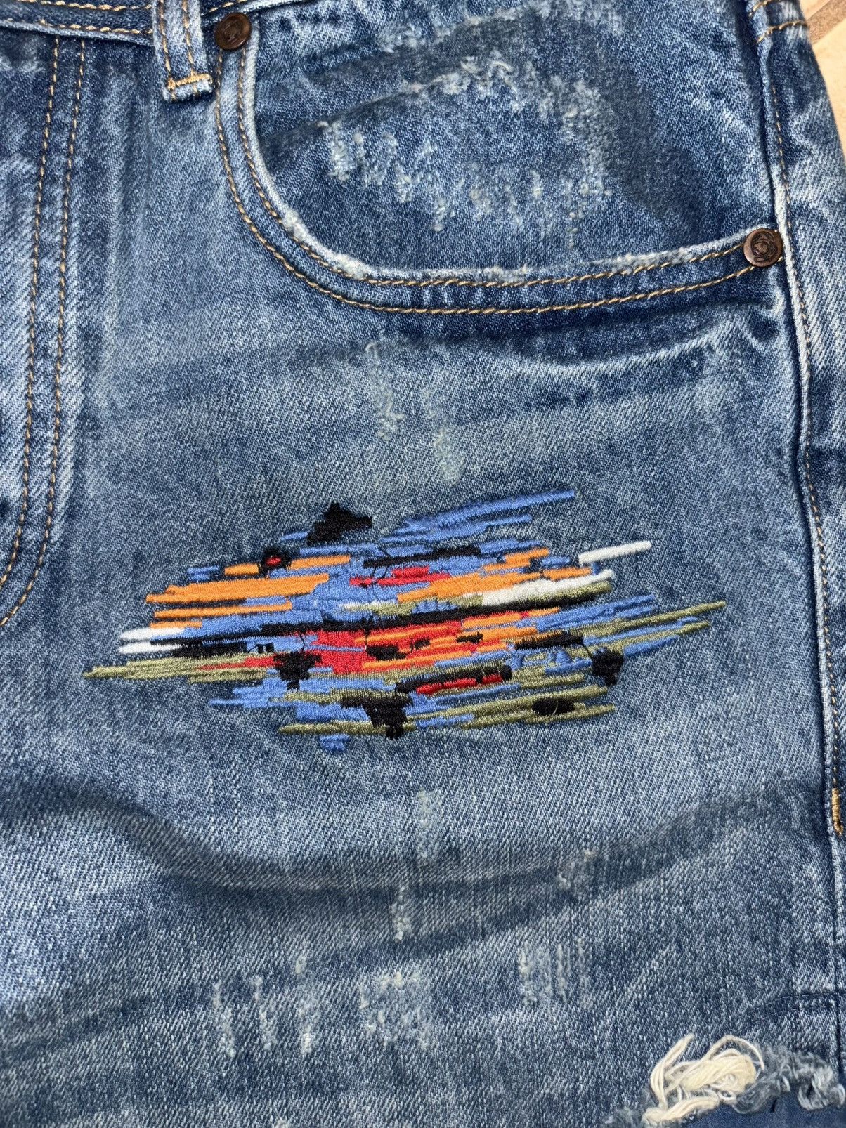 Billionaire Boys Club Billionaire Boys Club multi color Embroidered Jeans Size US 30 / EU 46 - 6 Thumbnail