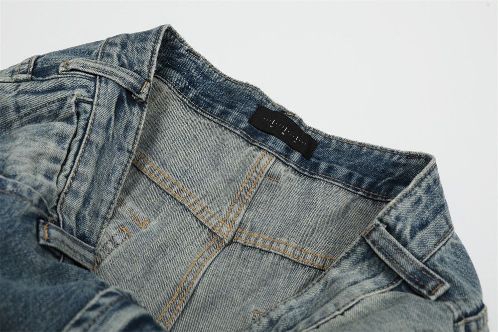 Jean Punk retro straight men's distressed washed jeans Size US 32 / EU 48 - 4 Thumbnail