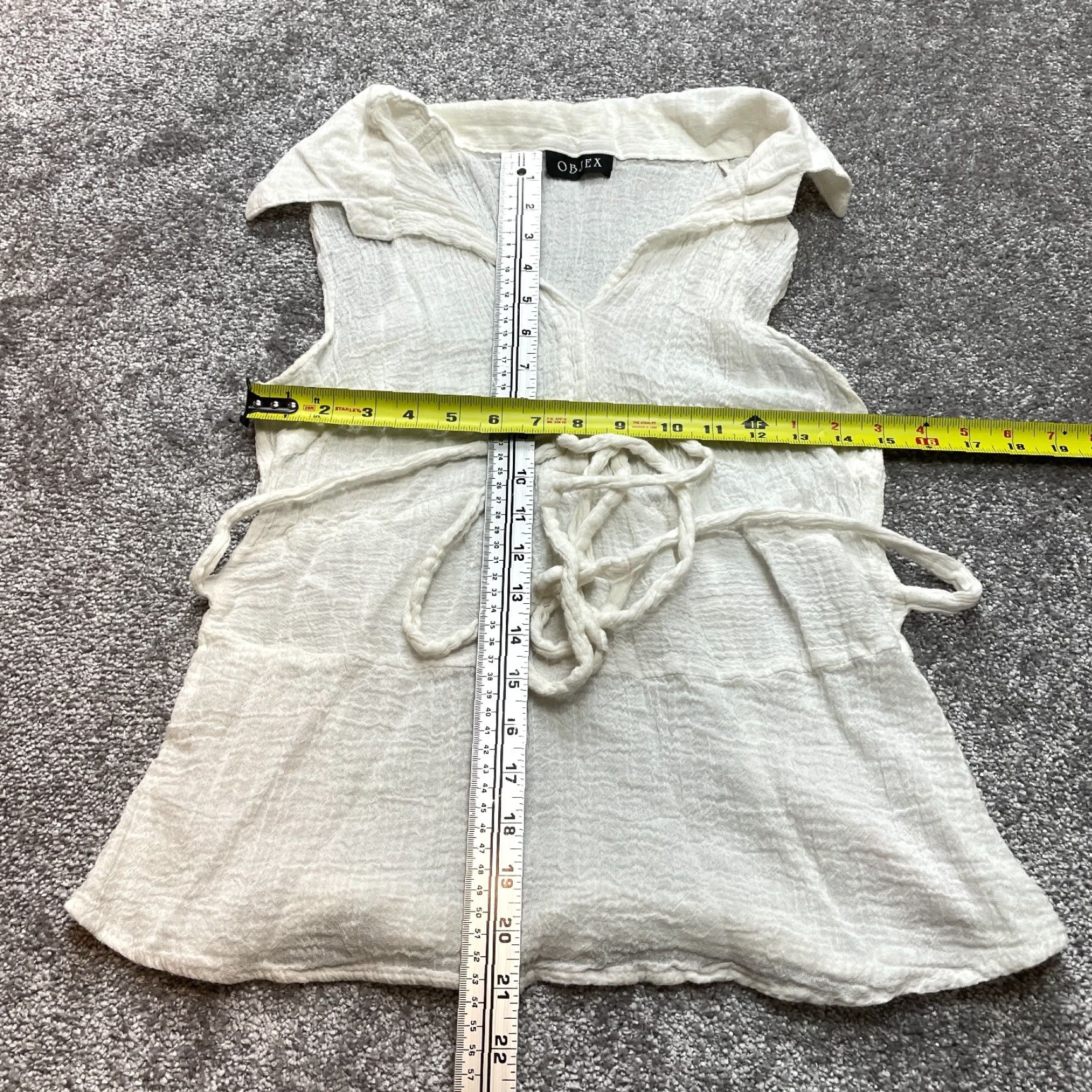 Vintage VINTAGE Objex Blouse Top Womens S White Belted Tie Collared Sleeveless Lightweight Blouse Summer Womens Size S / US 4 / IT 40 - 3 Thumbnail
