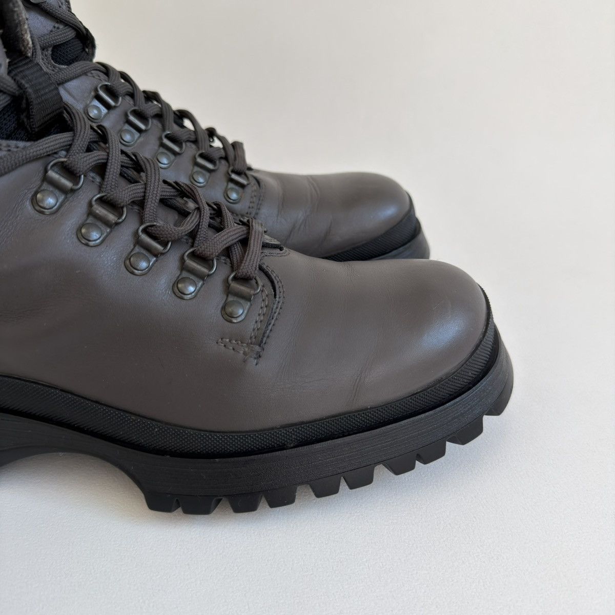 Prada Mid 2000s Gray Leather Combat Boots Size US 9 / EU 42 - 12 Thumbnail