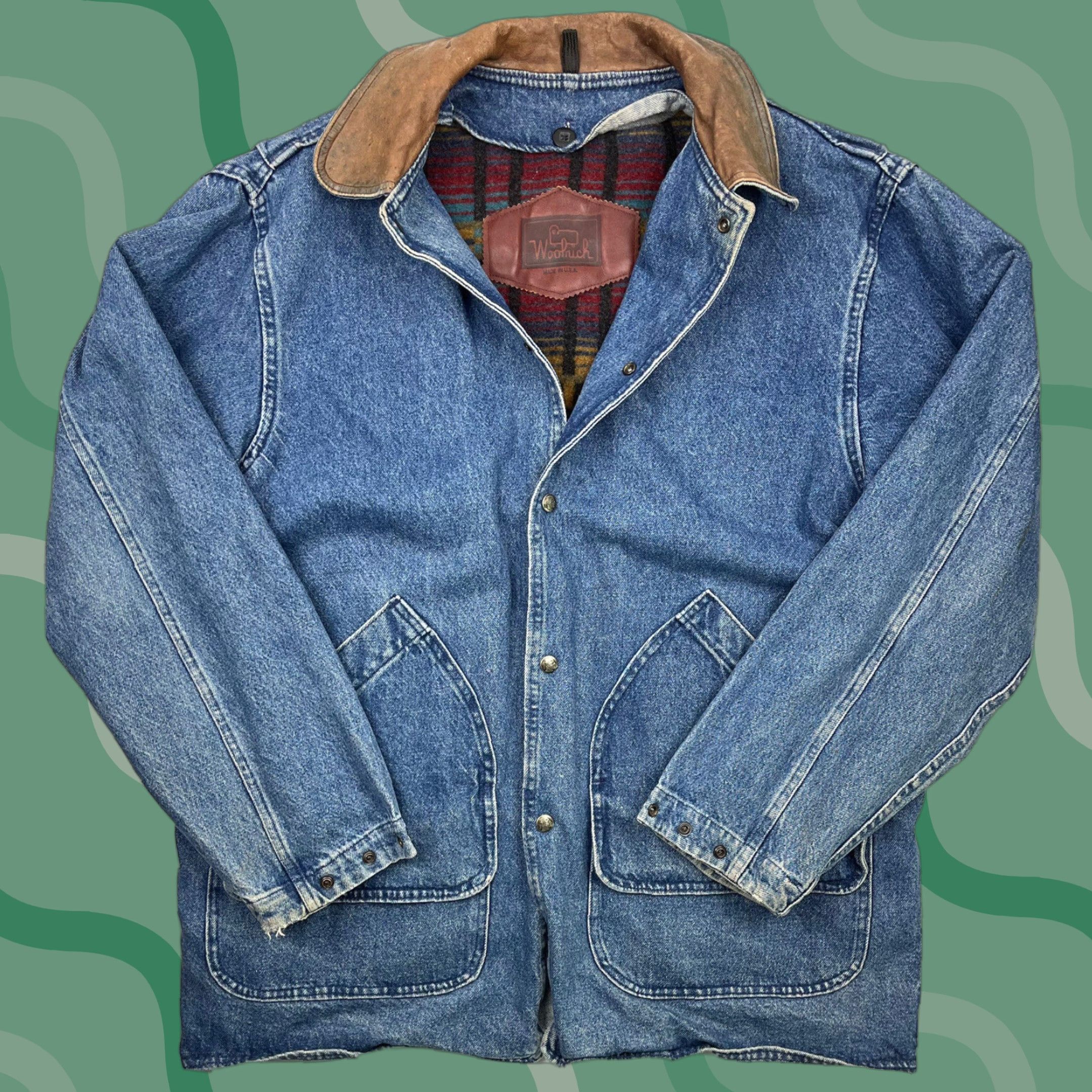 Vintage VINTAGE Woolrich Wool Lined Denim Chore Coat Jacket Aztec Southwest L Made in USA Mens Size US L / EU 52-54 / 3 - 1 Thumbnail