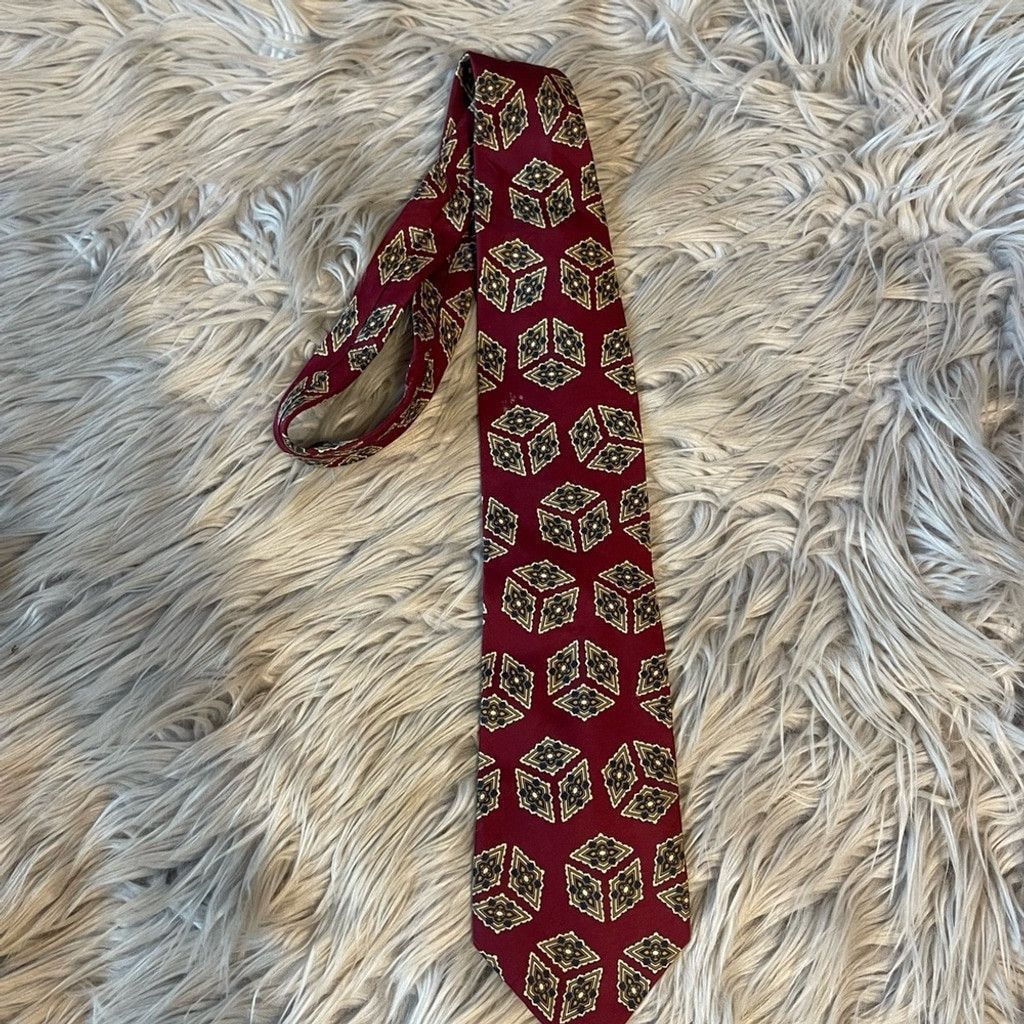 Christian Dior Monsieur Christian Dior Monsieur Burgundy Patterned Tie Size ONE SIZE - 2 Thumbnail