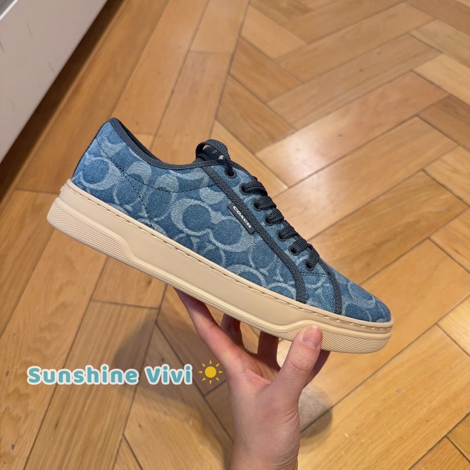 Coach NEW Coach Woman Canvas Sneaker CDQ99 Light Denim/Ivory Size US 6.5 / IT 36.5 - 1 Thumbnail