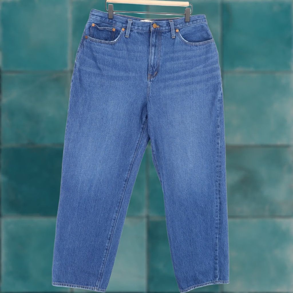 Madewell Madewell Baggy Straight Jeans Womens 32 Blue High Rise Cotton Hemp Denim Modern Size 24" / US 00 / IT 34 - 1 Thumbnail