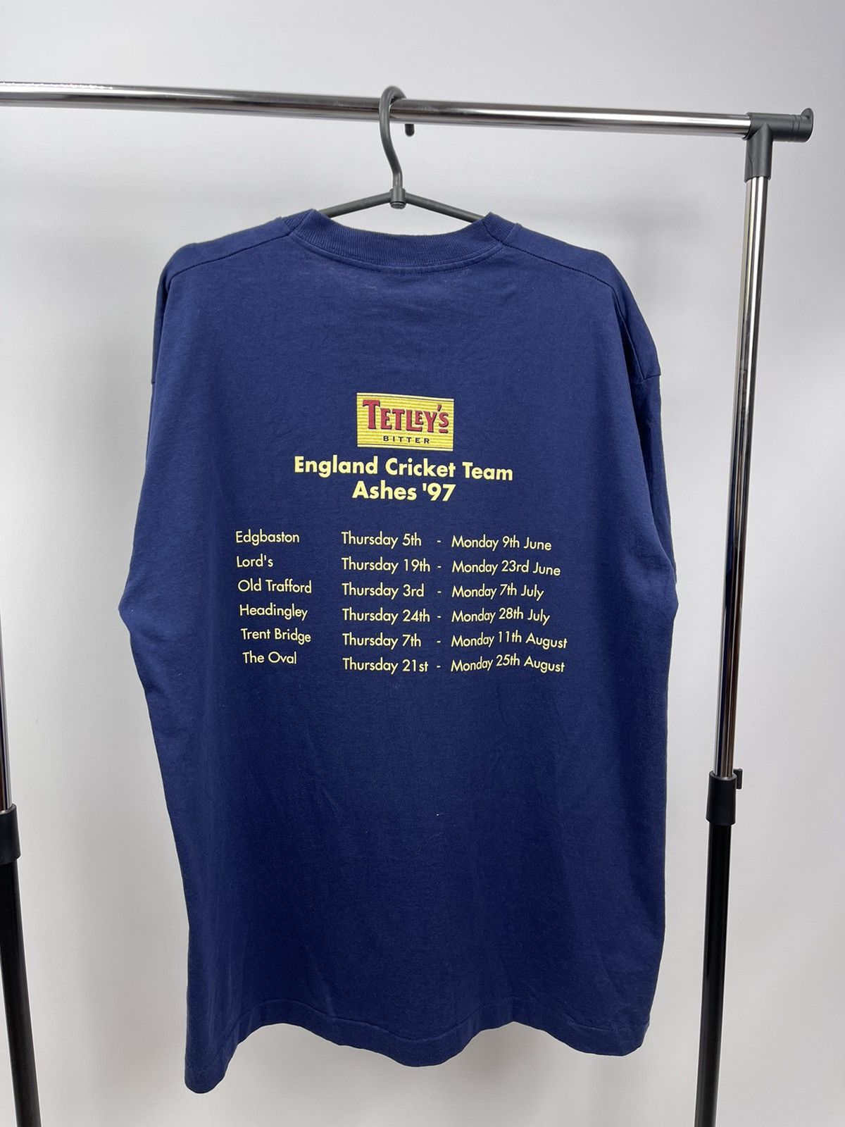 Band Tees × Vintage Vintage Size XL The Ashes Cricket Tetley’s 1997 Blue T-Shir Size US XL / EU 56 / 4 - 4 Thumbnail