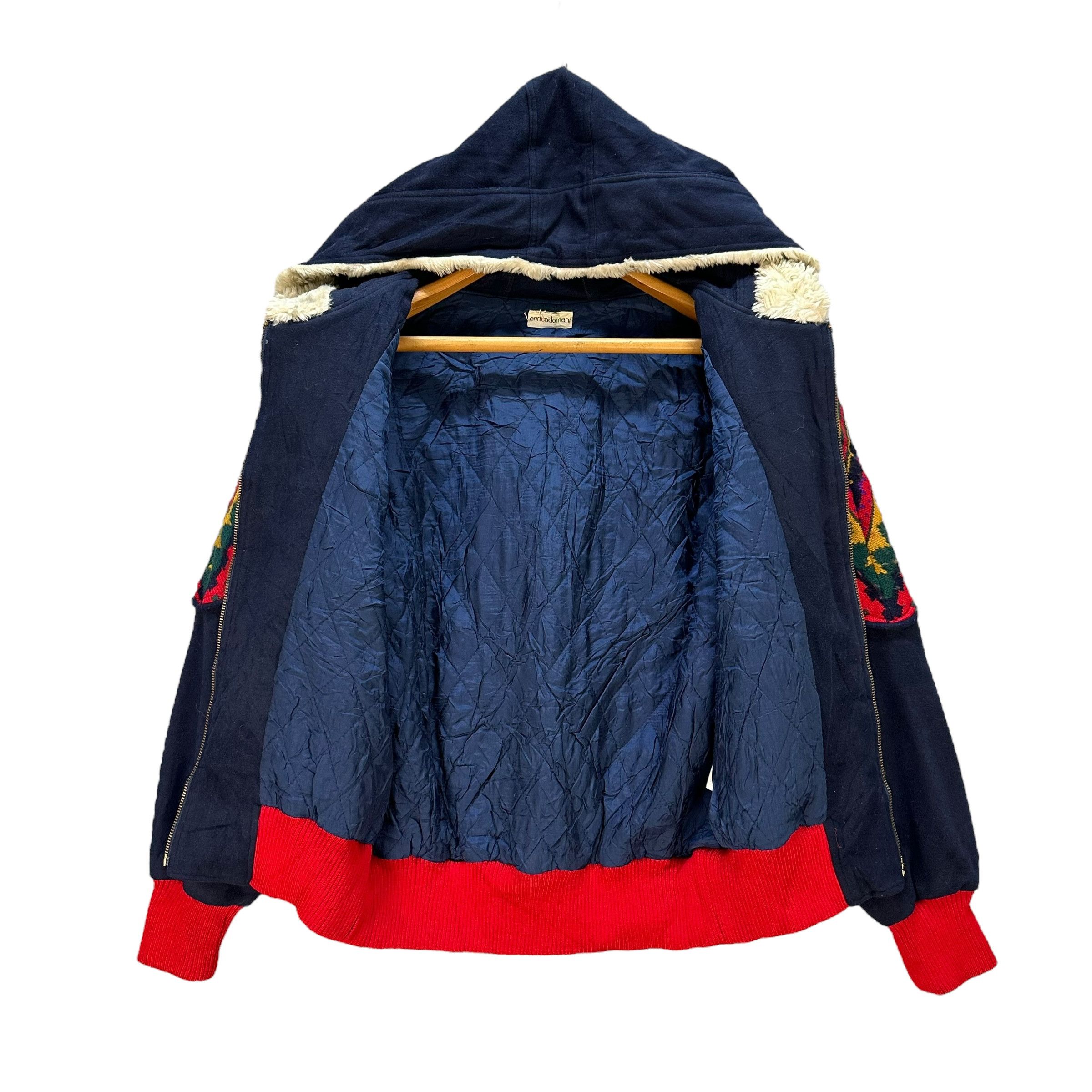 Vintage ENRICODOMANI Native Design Hooded Fleece Jacket #A79-1907 Size M / US 6-8 / IT 42-44 - 6 Thumbnail