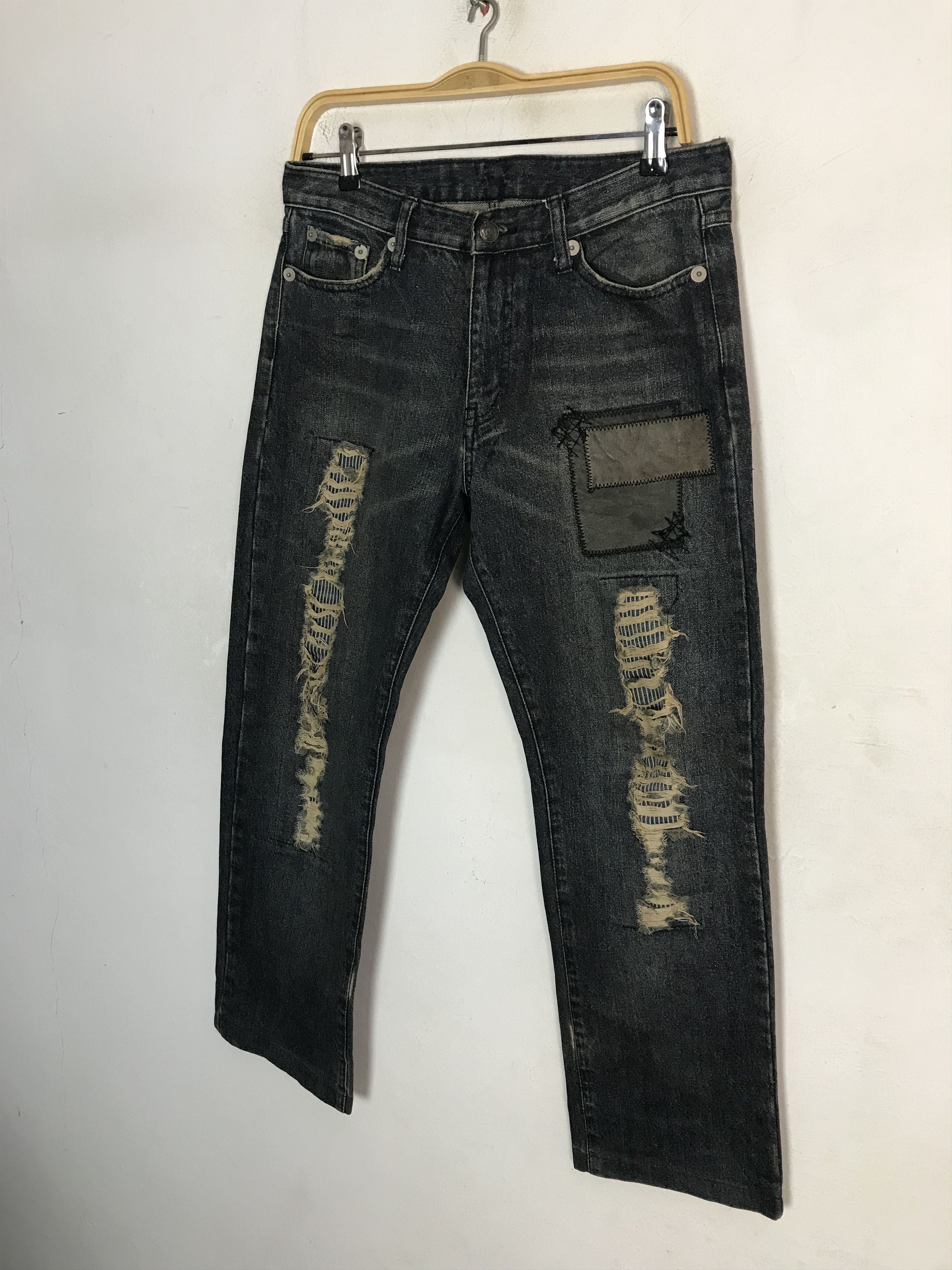 Other Solberry Distressed Art Patchworks Indigo Denim Jeans Size US 32 / EU 48 - 4 Thumbnail