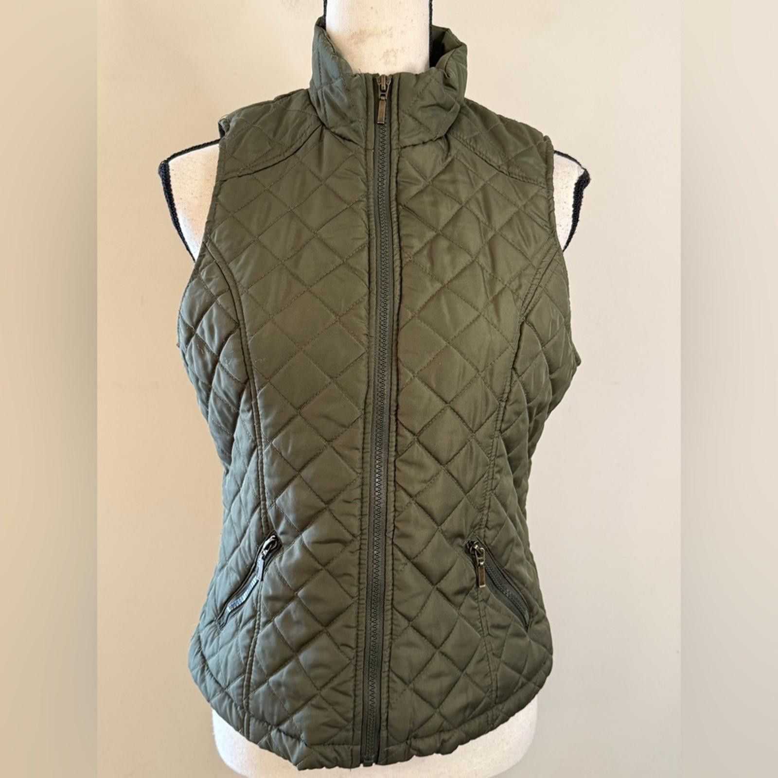 Other Laura Scott army green quilted vest SZ 2-4 Size M / US 6-8 / IT 42-44 - 4 Thumbnail