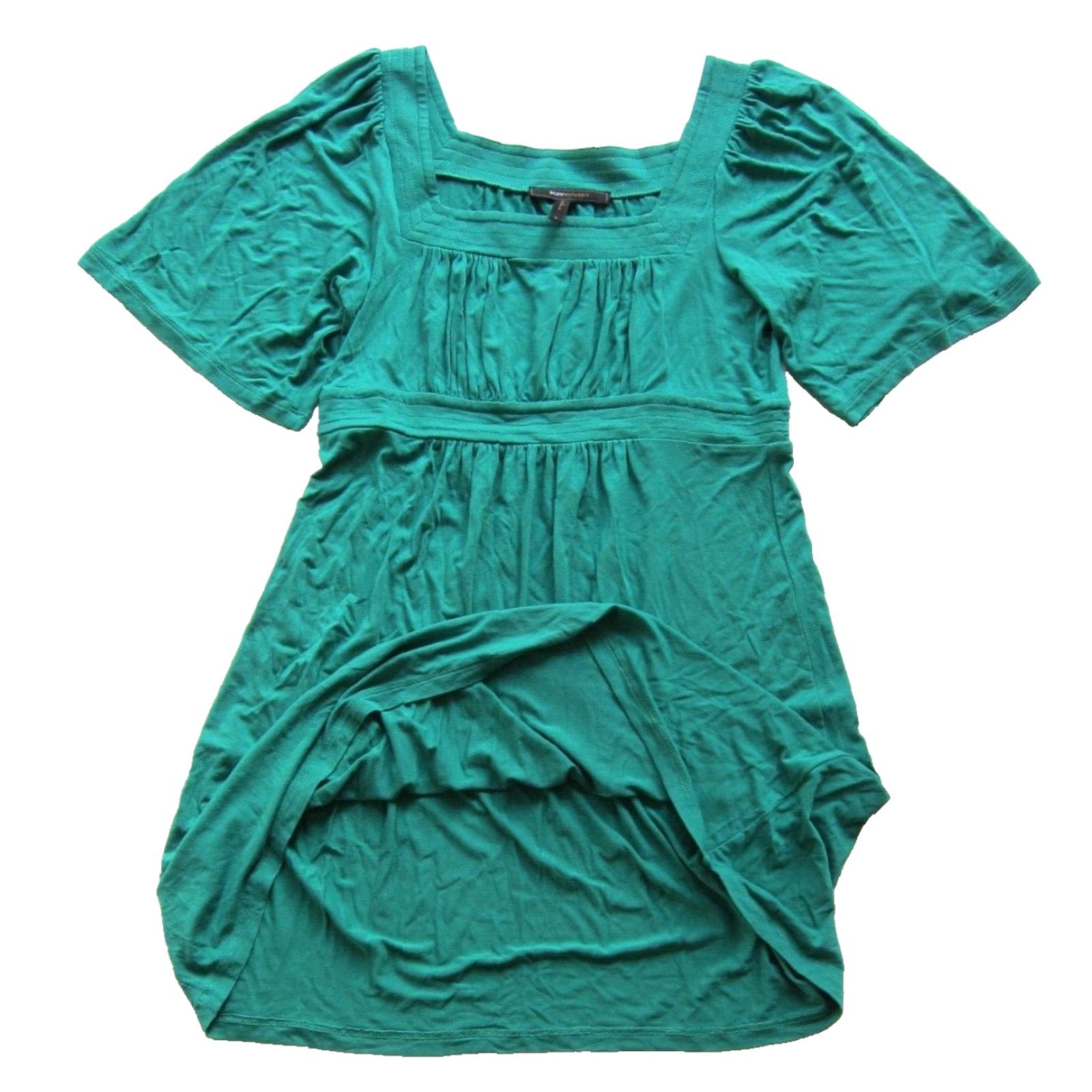 Bcbgmaxazria BCBGMAXAZRIA Green Rayon Short Sleeve Tunic Dress Medium Smock Jersey Knee Length Dress Size 32" / US 10 / IT 46 - 5 Thumbnail