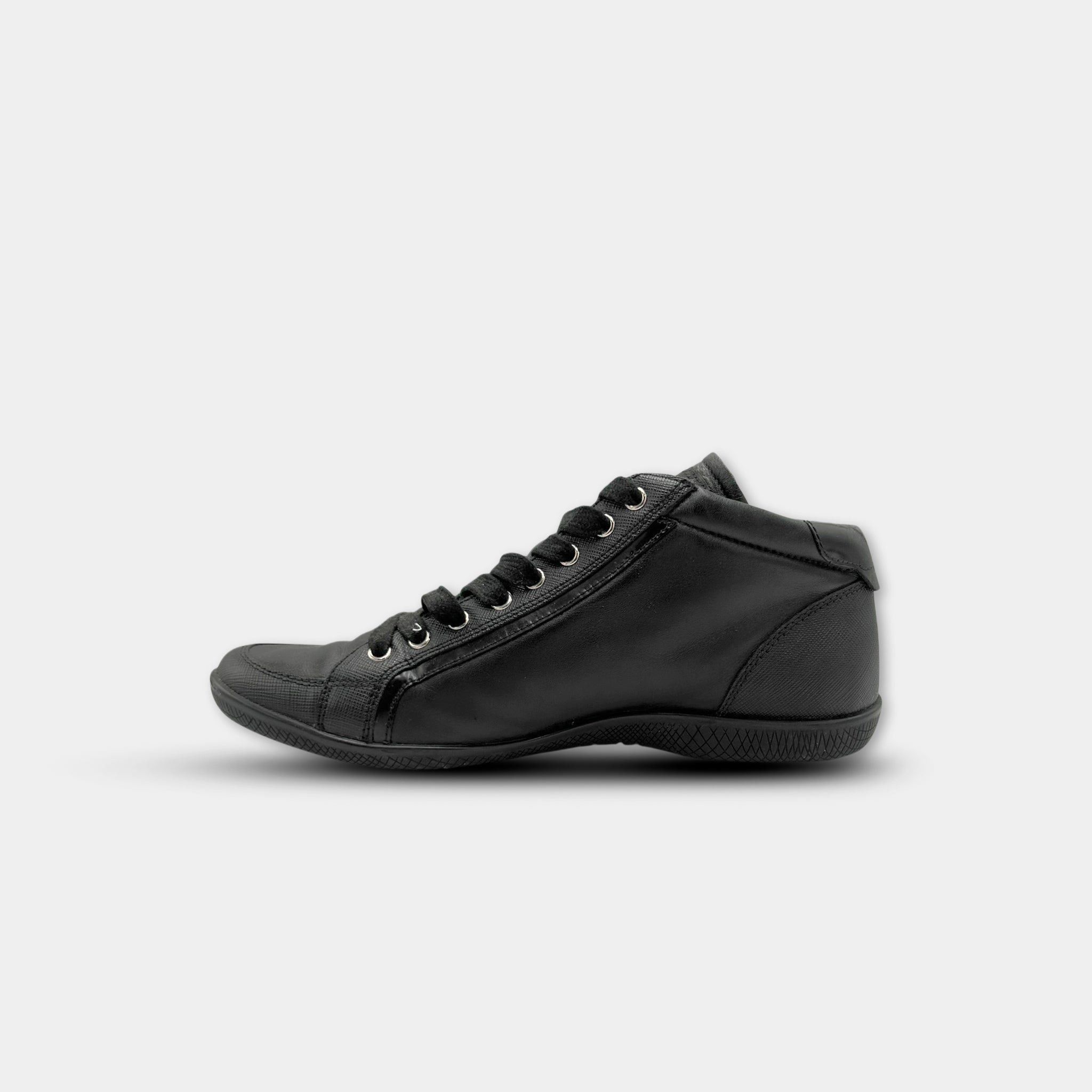 Prada Prada 2000s Black Leather Mid-Height Sneakers Size US 6 / IT 36 - 2 Thumbnail