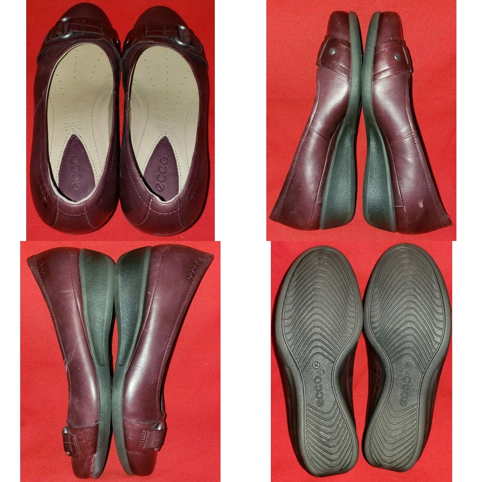Ecco VINTAGE Ecco Women's Flats Dress Flats Brown Buckle Accent Wedge Heel US 4.5 EU 35 UK 2.5 B M Slip On Girls/Mens/ Womens? Size US 5.5 / IT 35.5 - 8 Thumbnail