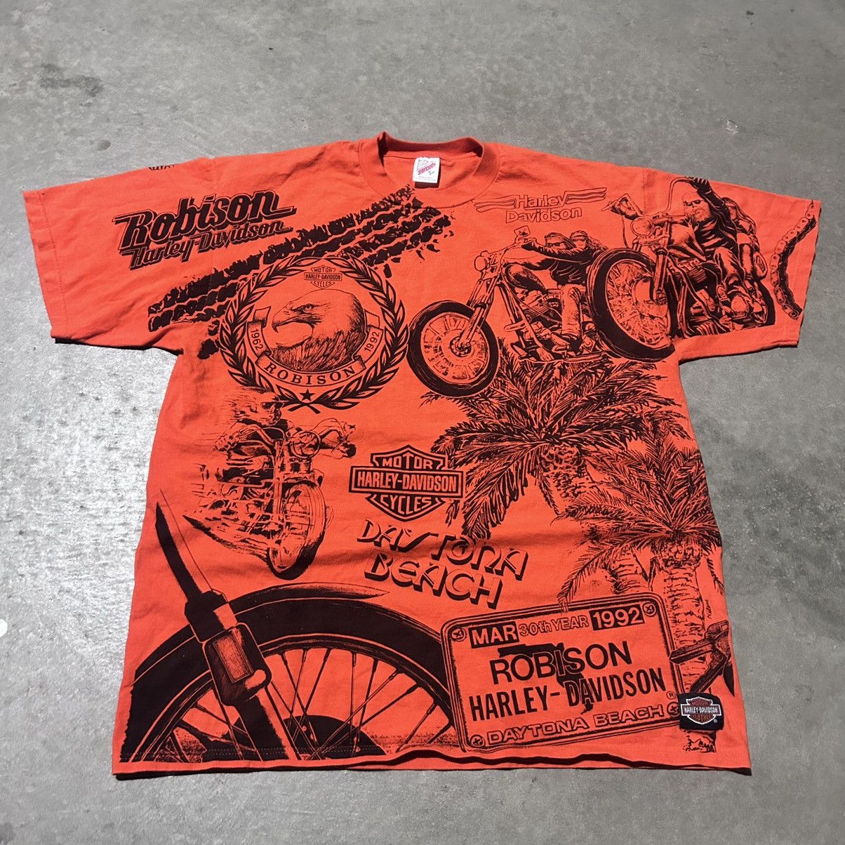 Harley Davidson 90s Harley Davidson aop daytona beach tee shirt Size US XL / EU 56 / 4 - 1 Thumbnail