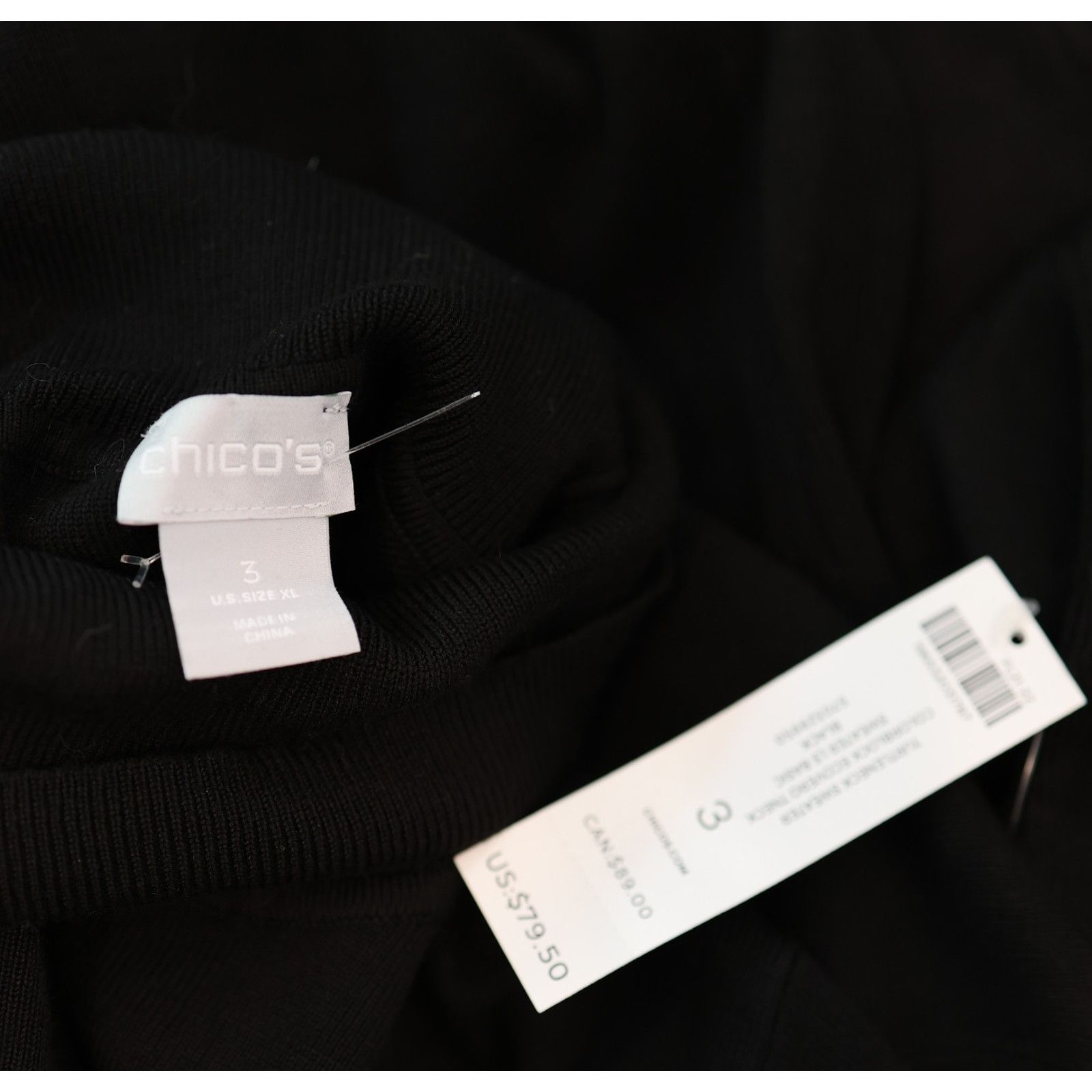 Chicos NWT CHICO'S Blk White Long Sleeve Turtleneck Sweater Sz 3 Size XL / US 12-14 / IT 48-50 - 5 Thumbnail