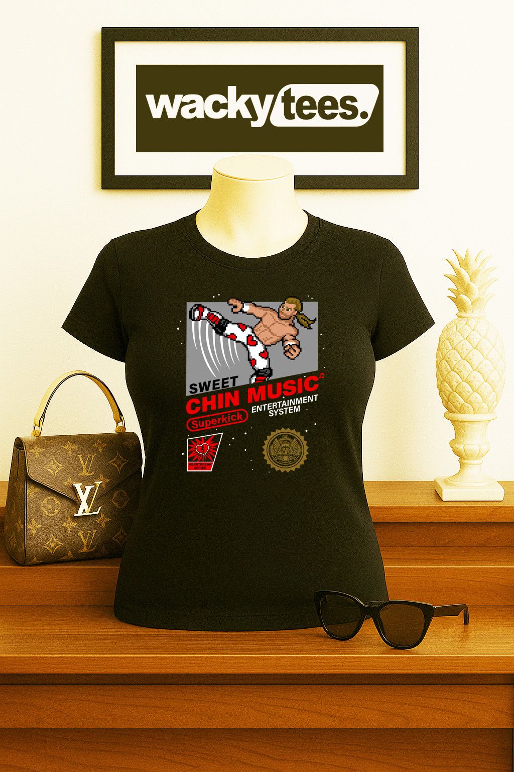 Other Sweet Chin Music Shawn Michaels Wrestling 8-Bit Tee Shirt Size US L / EU 52-54 / 3 - 5 Thumbnail