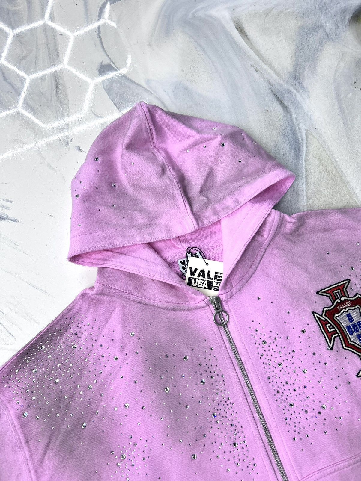 Vale Vale Pink Venus Crystal Cluster Zip Up Hoodie Size L Size US L / EU 52-54 / 3 - 11 Thumbnail