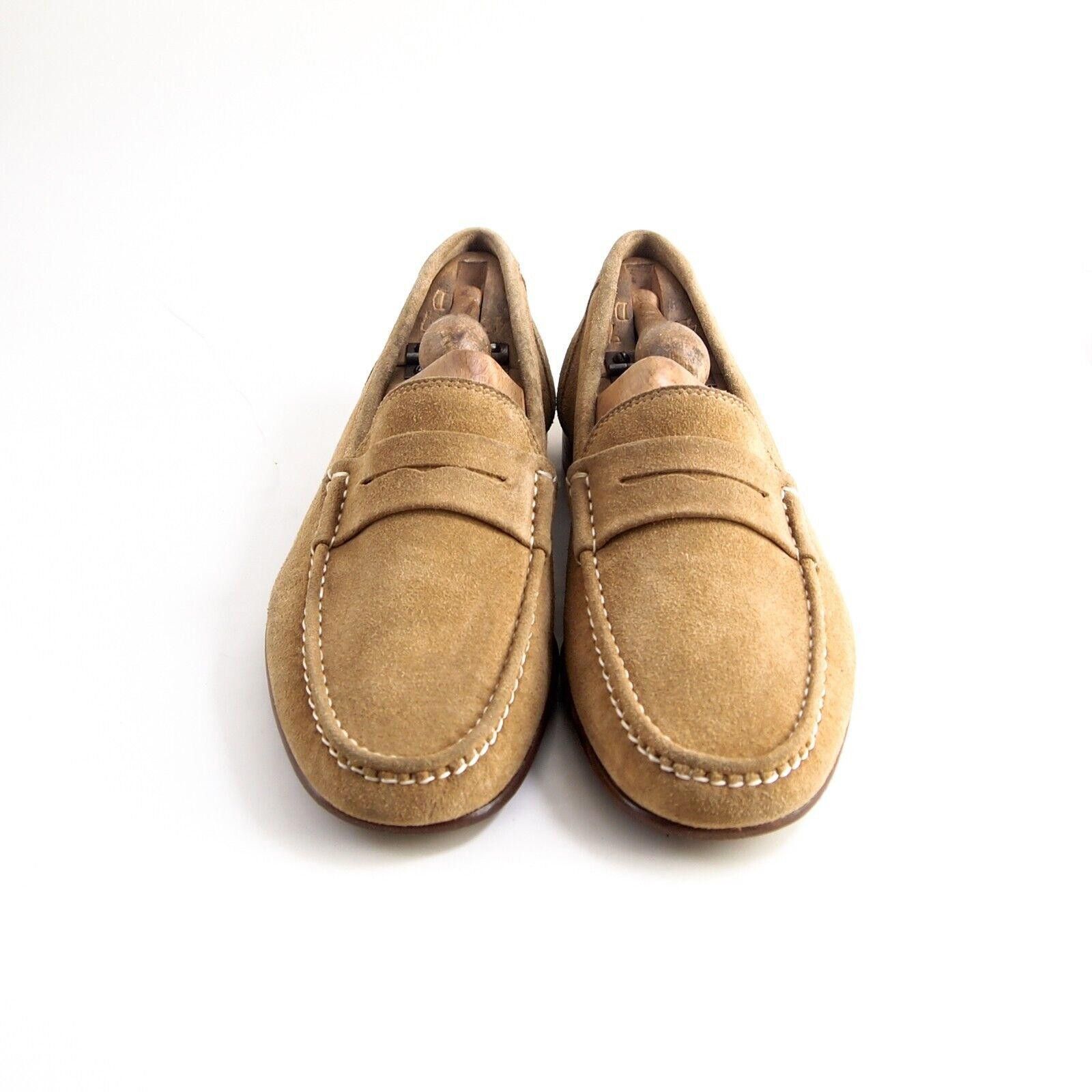 Designer Mauro Volponi Penny Loafers Beige Suede Mens US 8 EU 41 Size US 8 / EU 41 - 1 Thumbnail