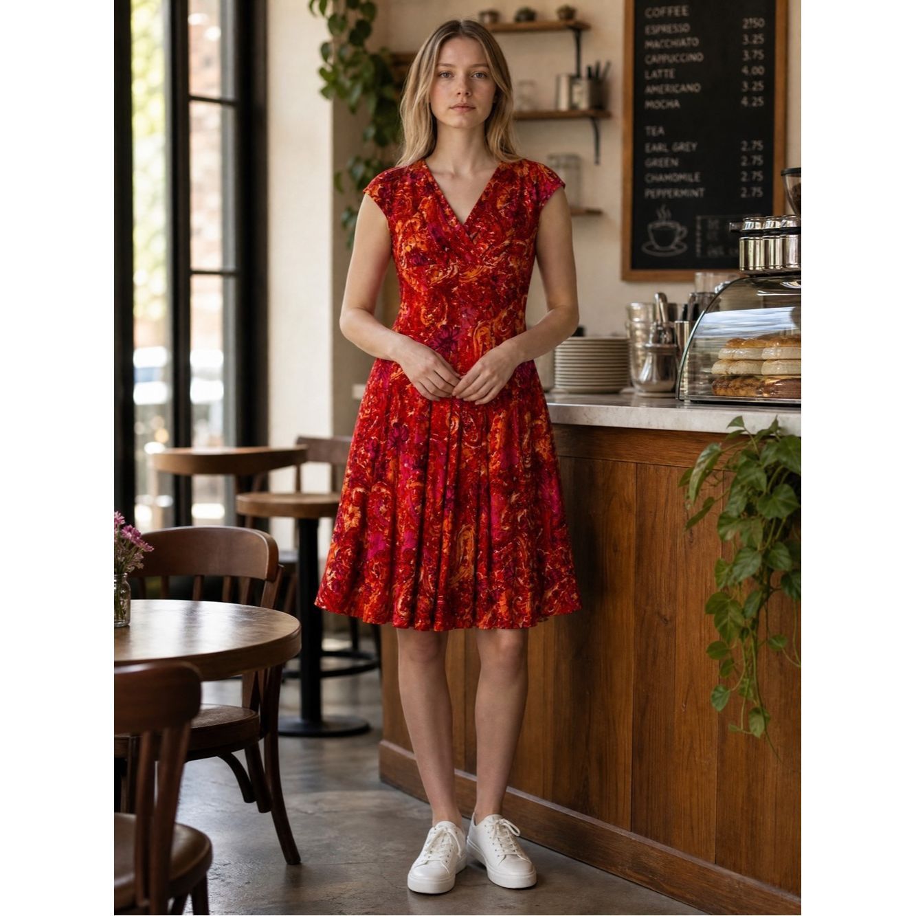 Ralph Lauren Ralph Lauren Red Paisley Fit-and-Flare Midi Dress Size 12 Size XL / US 12-14 / IT 48-50 - 2 Thumbnail