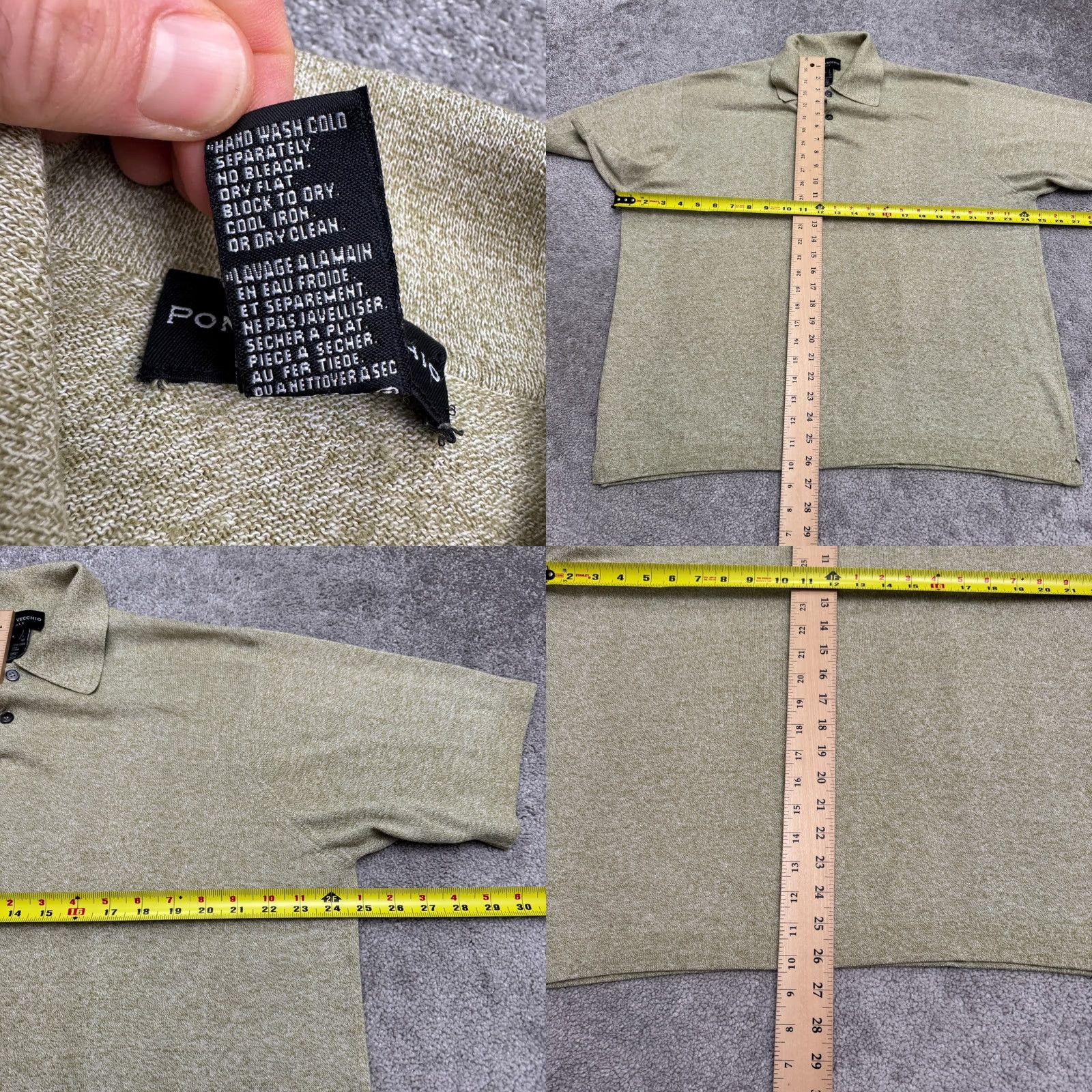Vintage Ponte Vecchio Polo Shirt Mens L Marled Sage Green Short Sleeve Knit Classic, Designer, Preppy Size US L / EU 52-54 / 3 - 8 Thumbnail