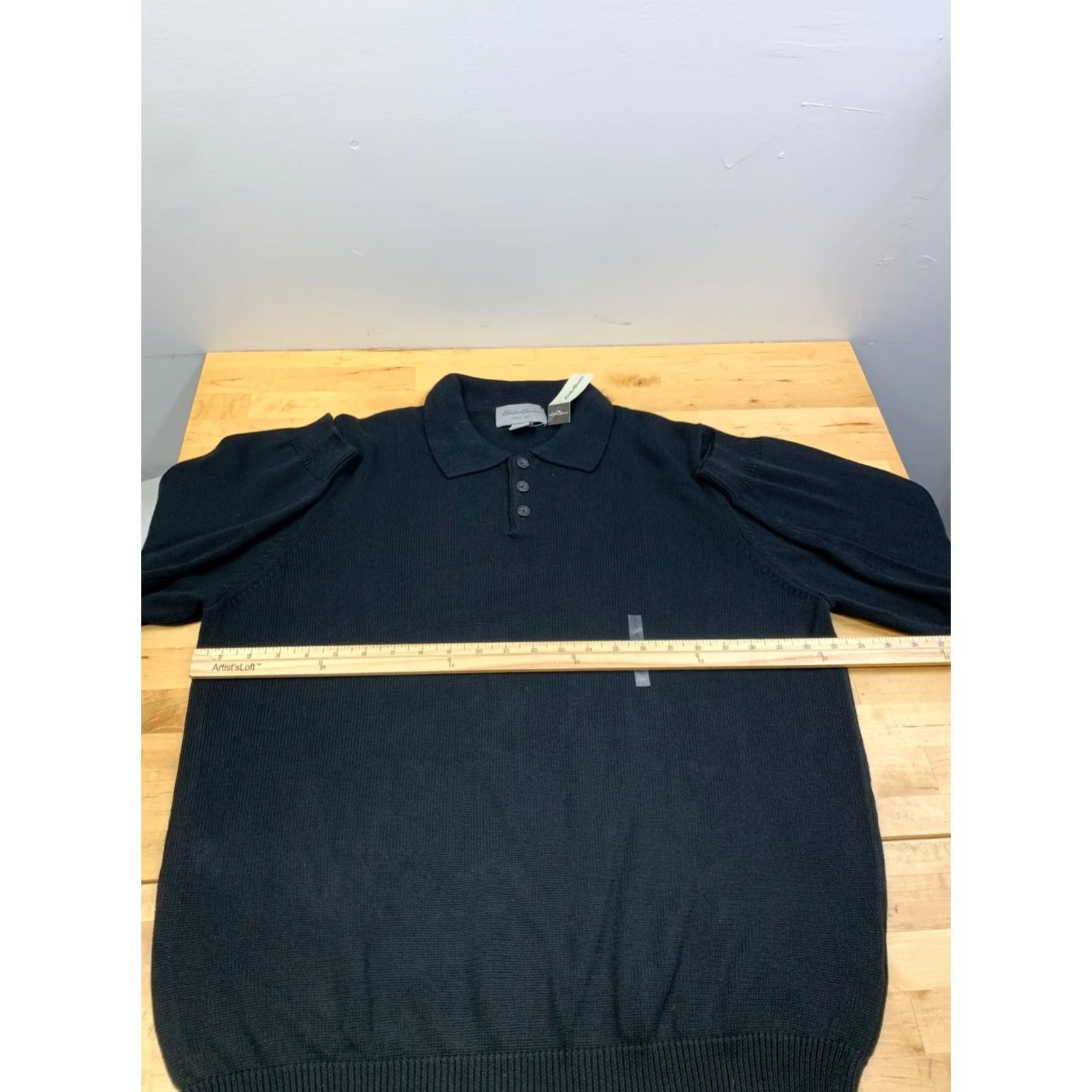 Eddie Bauer VINTAGE Eddie Bauer Polo Sweater Shirt Mens L Black Cotton Knit Long Sleeve Button Pullover Winter Fall 13345 Size US L / EU 52-54 / 3 - 4 Thumbnail