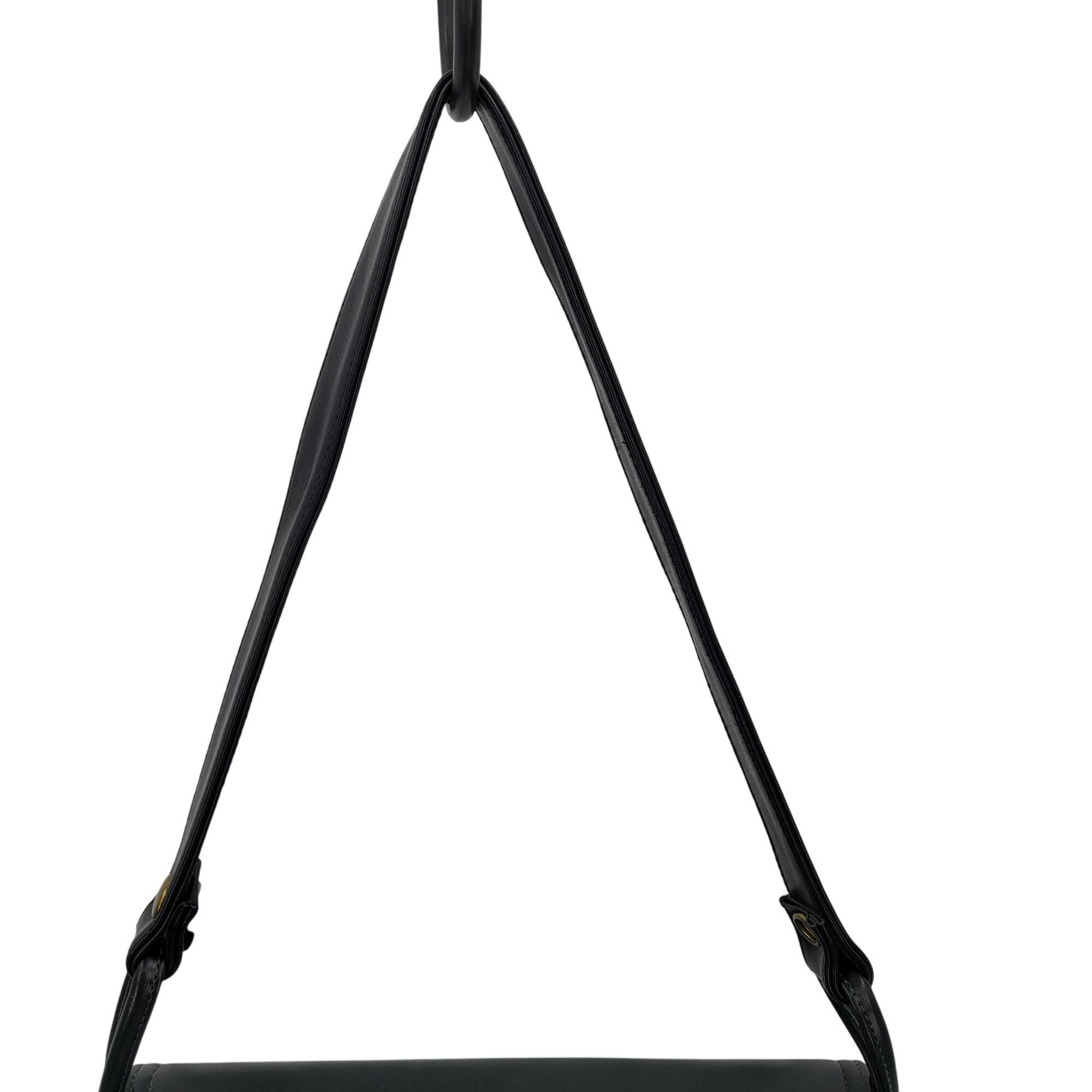 Vintage Vintage 60s Handbag Black Leather Shoulder Bag Adjustable S Size ONE SIZE - 14 Thumbnail
