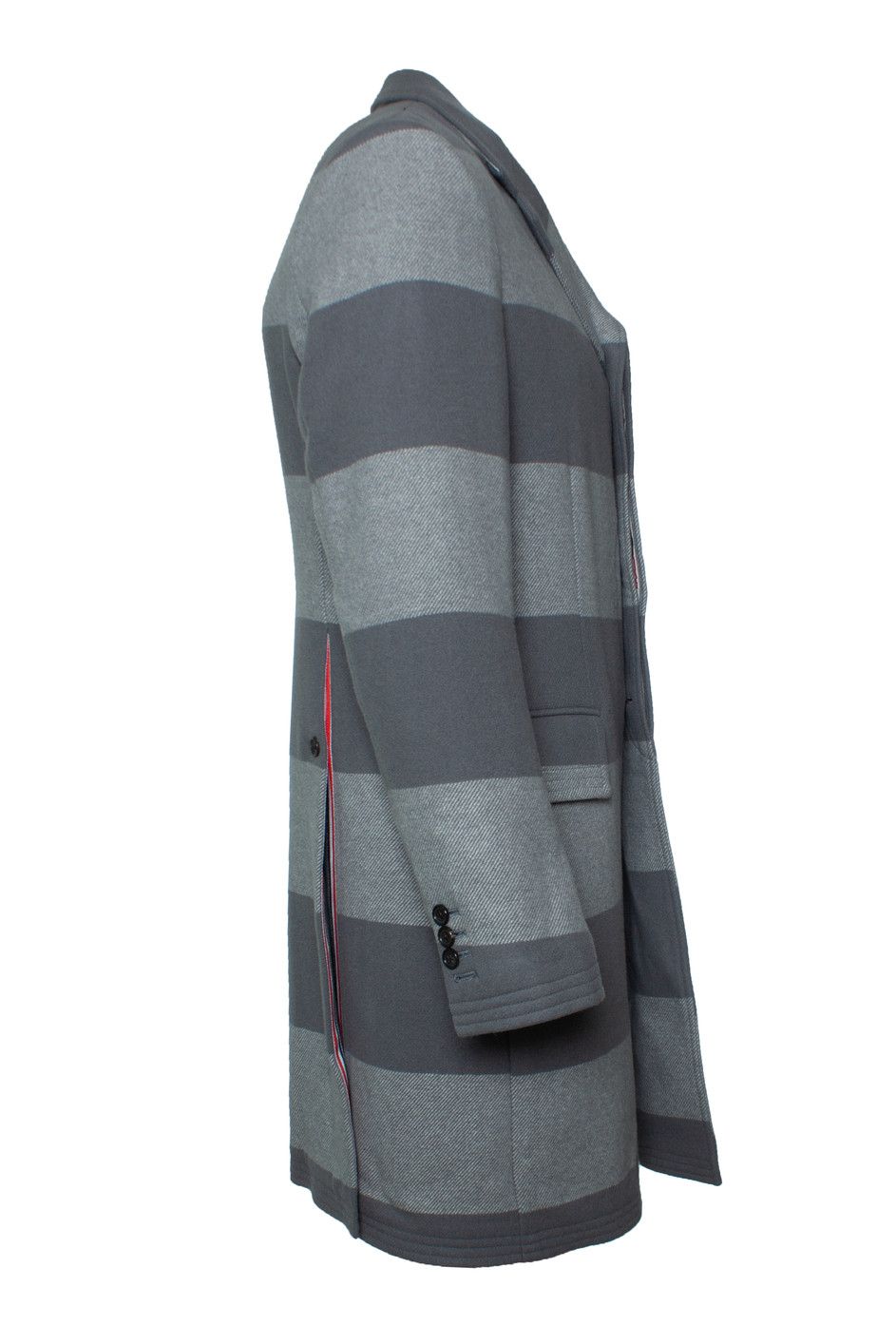 Thom Browne Thom Browne, striped wool coat in grey Size US L / EU 52-54 / 3 - 5 Thumbnail