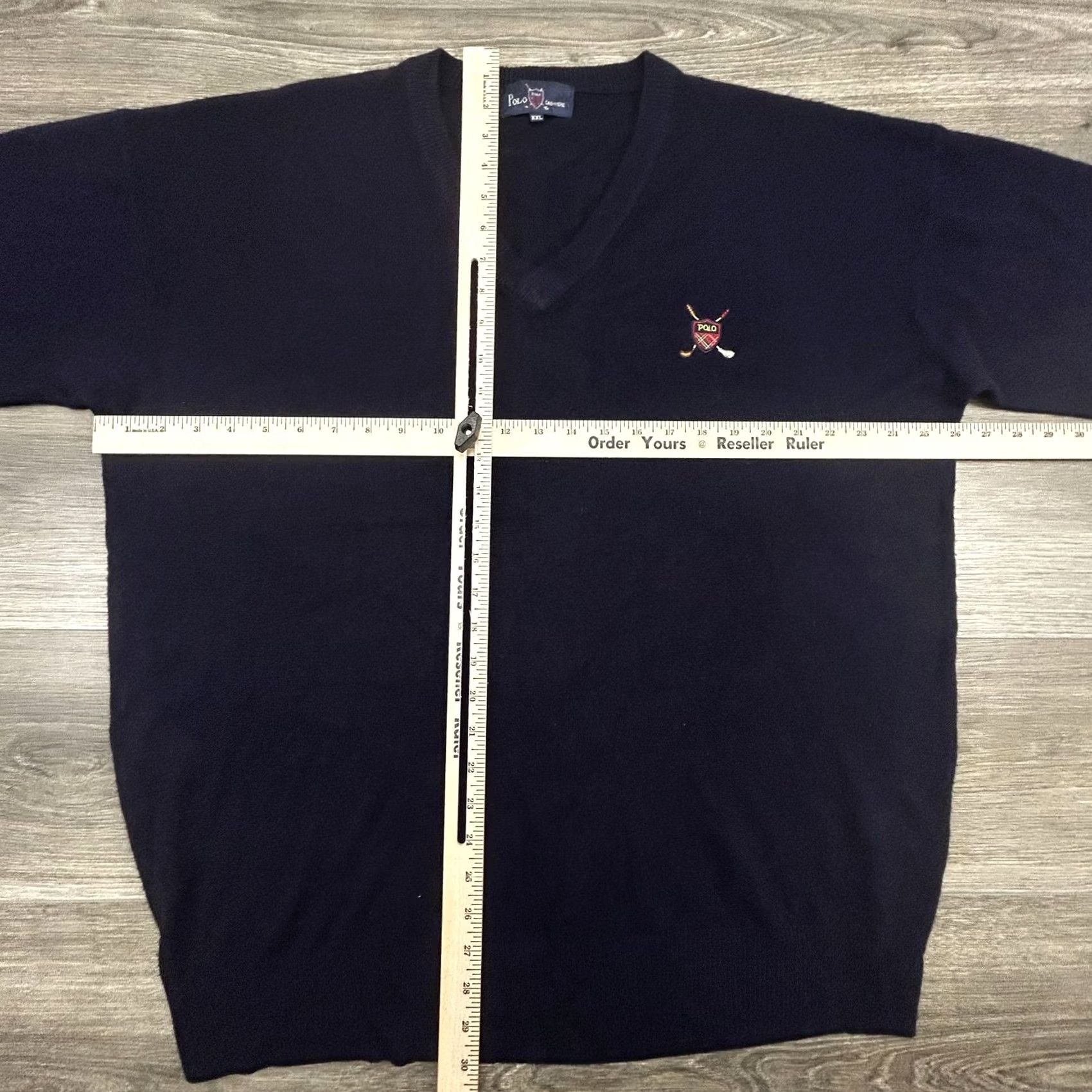 Vintage VINTAGE Polo Cashmere Sweater Mens 2XL Navy V-Neck Pullover Knit Preppy Crest Logo Golf Clubhouse Casual Mens Winter 90s Retro Size US XXL / EU 58 / 5 - 7 Thumbnail