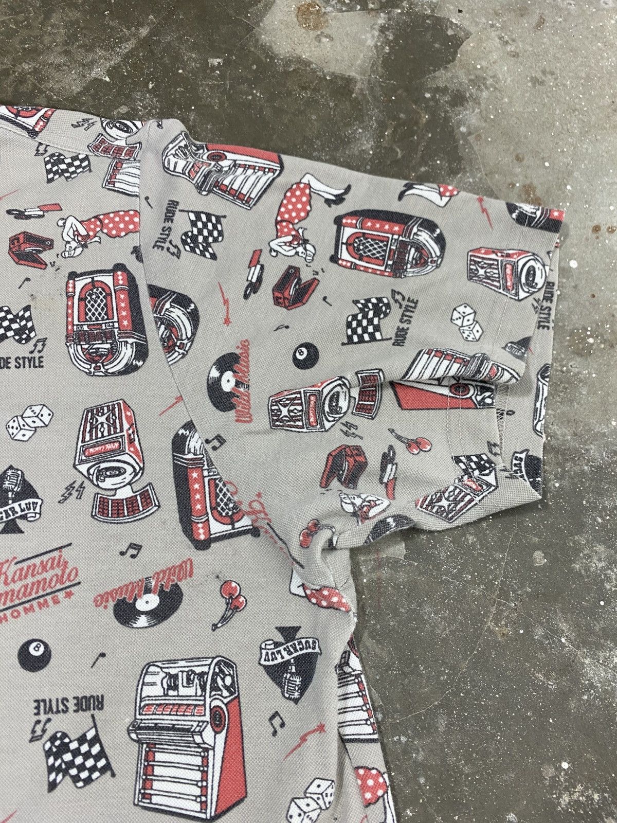 Kansai Yamamoto Rare Design Kansai Yamamoto Full Print Polo Shirt Size US XL / EU 56 / 4 - 5 Thumbnail