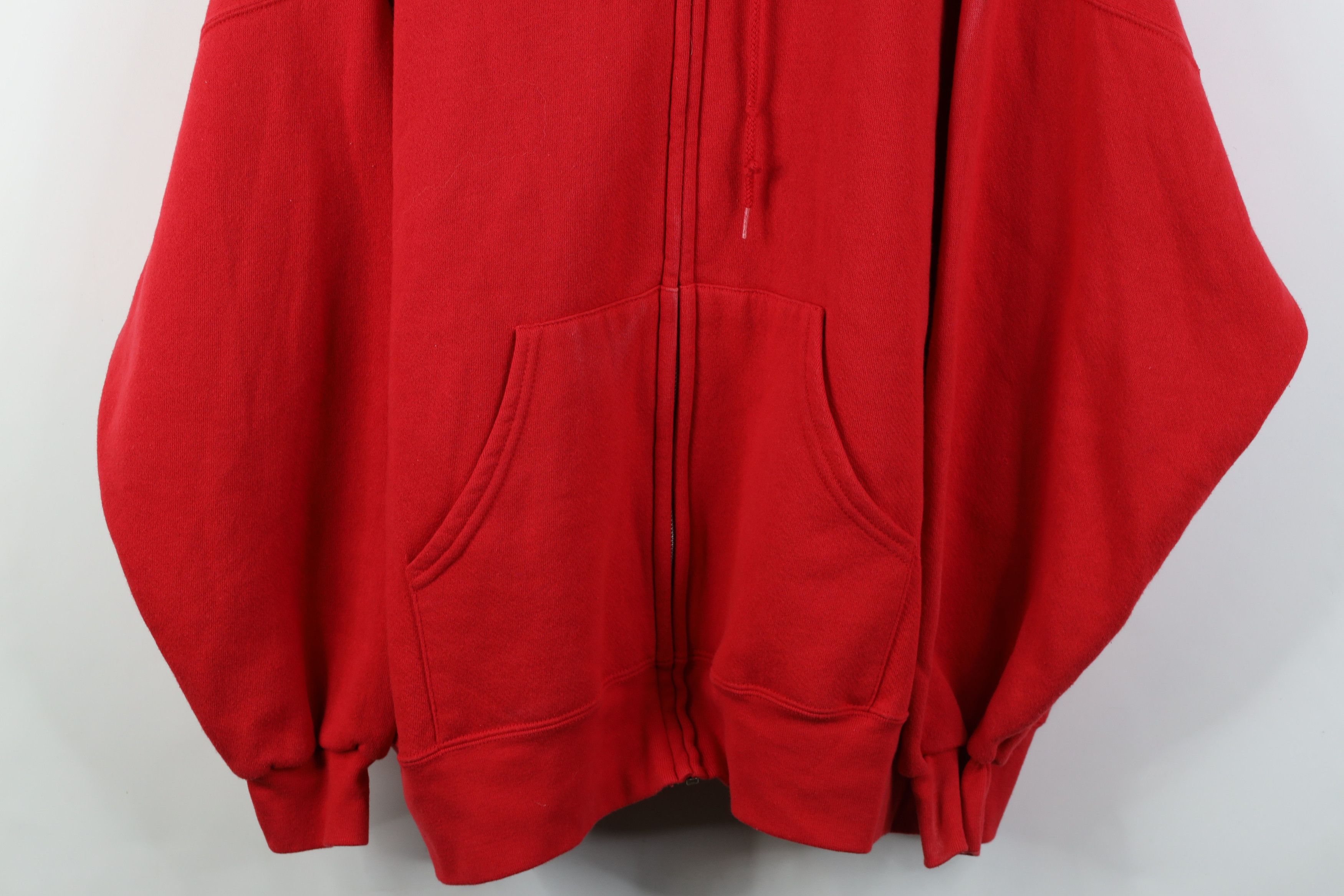 Vintage Vintage 90s Streetwear Blank Heavyweight Full Zip Hoodie Red Size US XXL / EU 58 / 5 - 3 Thumbnail