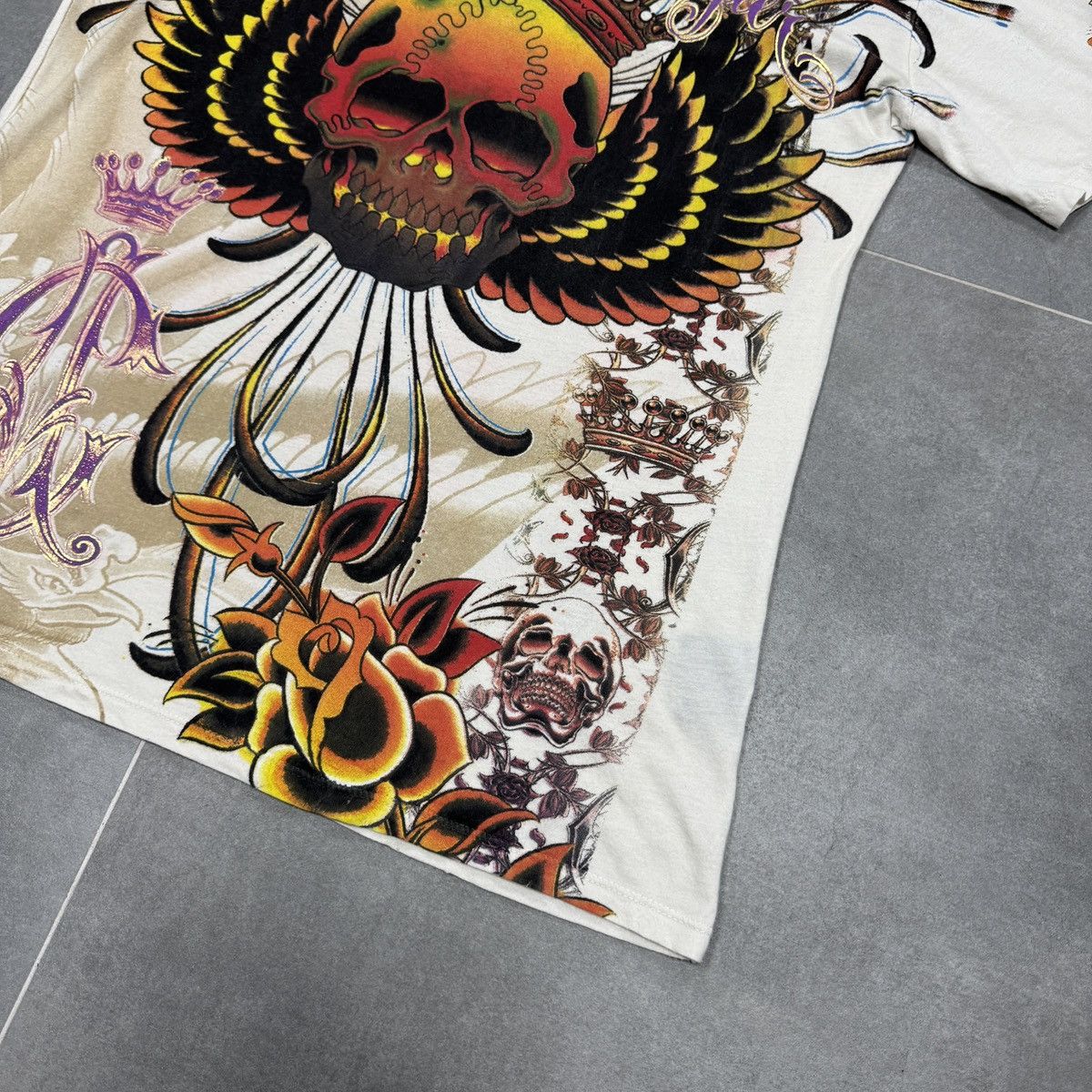 Christian Audigier × Ed Hardy Christian Audigier Tattoo Skulls Roses Y2K Hip Hop T-Shirt Size US M / EU 48-50 / 2 - 6 Thumbnail