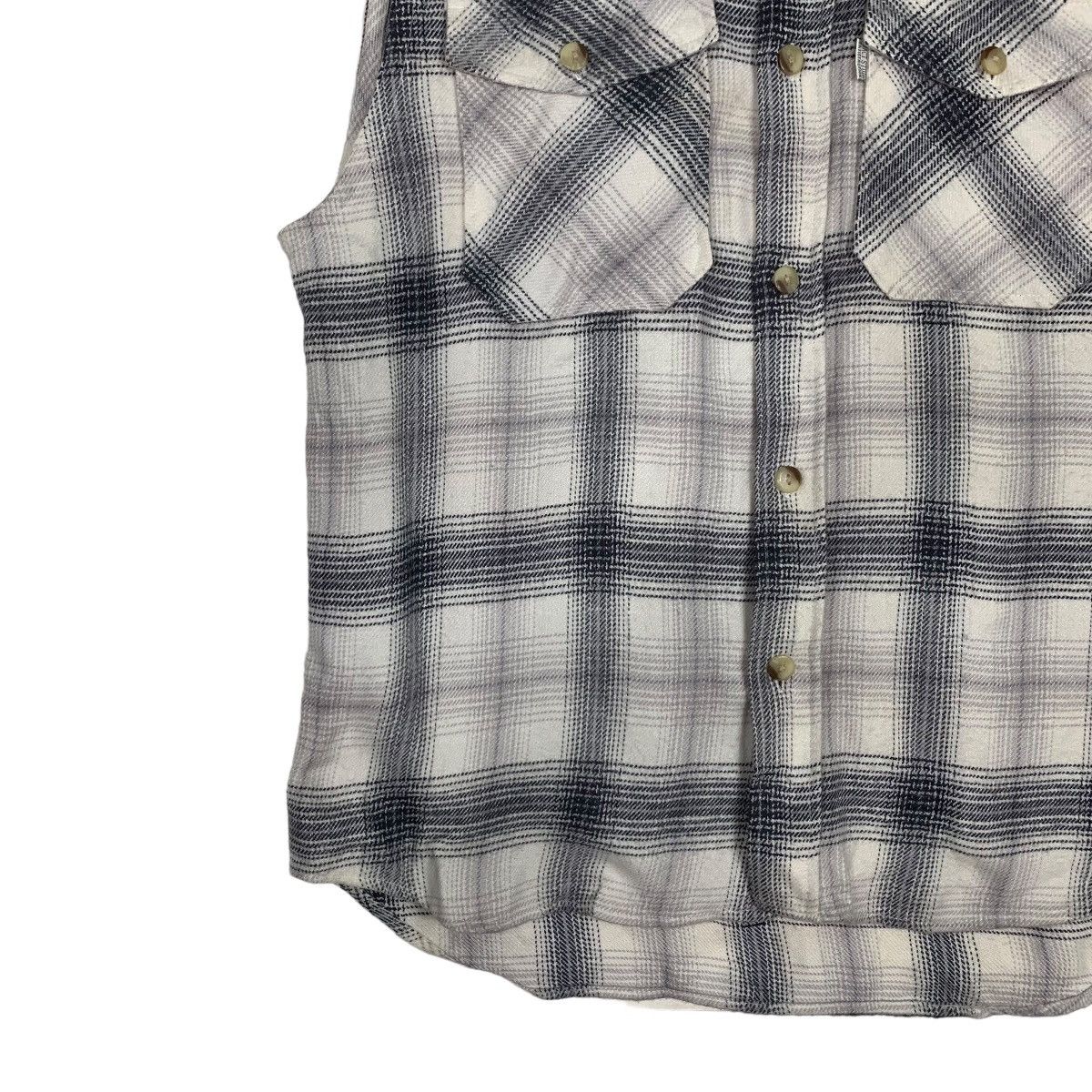 Japanese Brand PRACT STUDIO Shadow Plaid Sleeveless Flannel #0090-C6 Size US L / EU 52-54 / 3 - 4 Thumbnail
