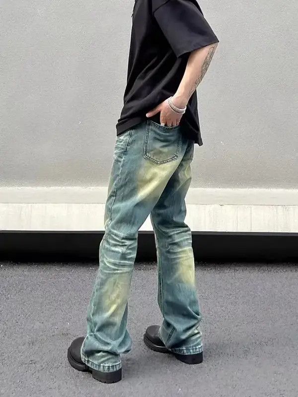 Japanese Brand Vintage washed Y2K patchwork micro-flared jeans Size US 33 - 6 Thumbnail