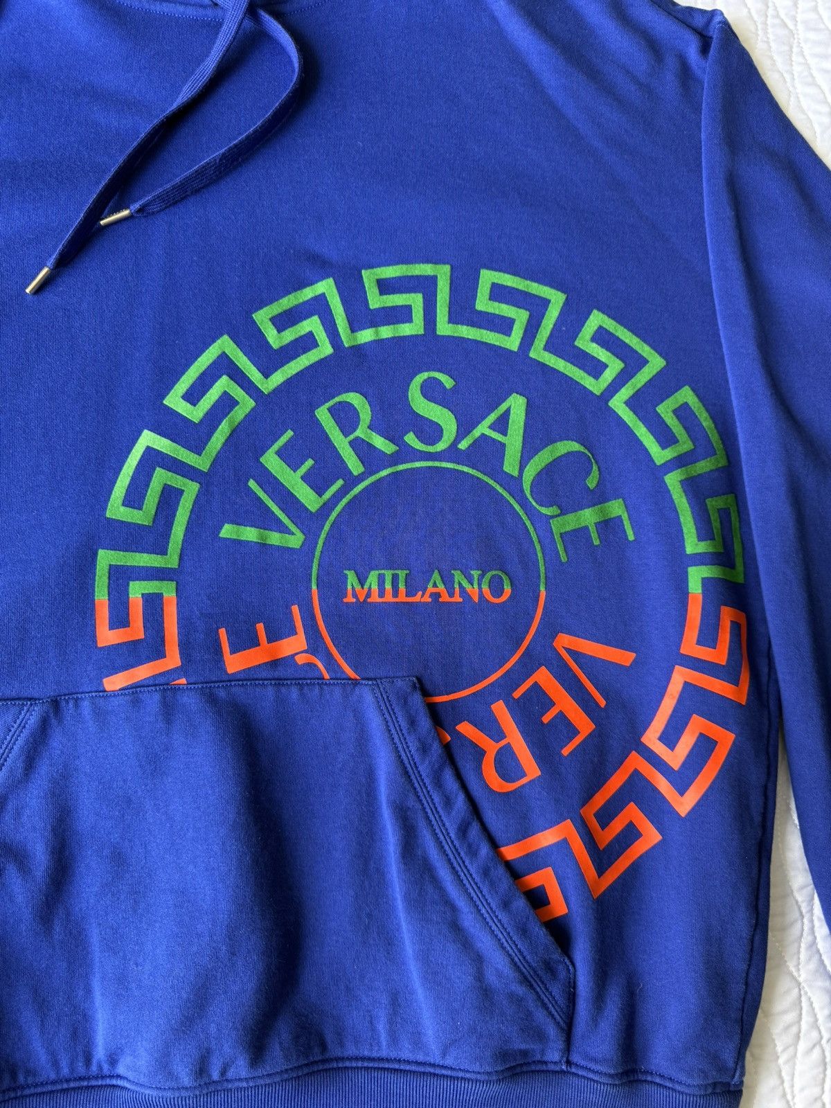 Versace Versace Milano Logo Hoodie Blue Mitchel Fit Fits XL Size US XL / EU 56 / 4 - 3 Thumbnail