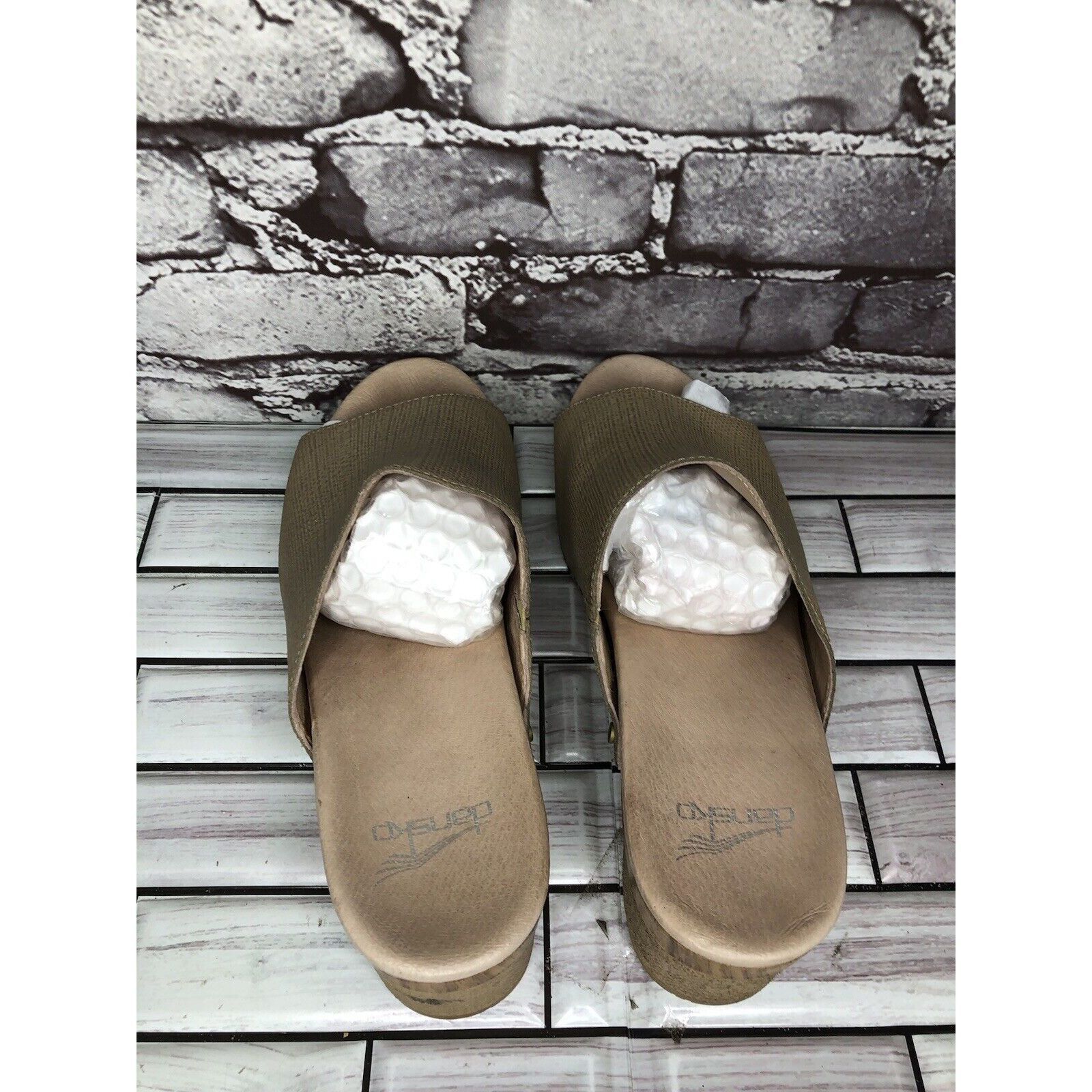 Other Dansko Maci Taupe Textured Beige Tan Leather Heel Sandals Wo Size US 9.5 / IT 39.5 - 5 Thumbnail