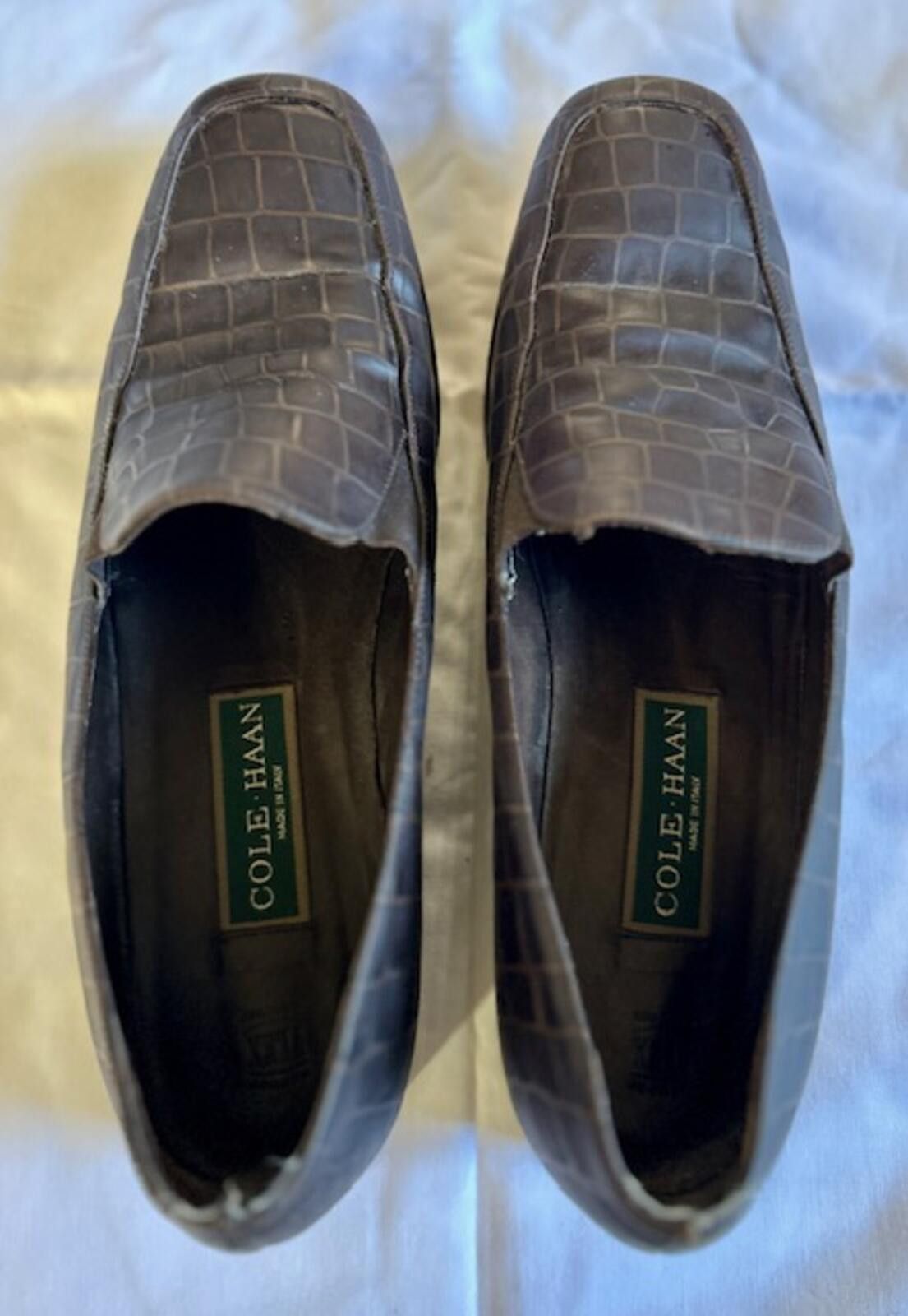 Cole Haan Cole Haan Men's Brown Croc-Embossed Leather Loafers Size 8.5 Size US 8.5 / EU 41-42 - 1 Thumbnail