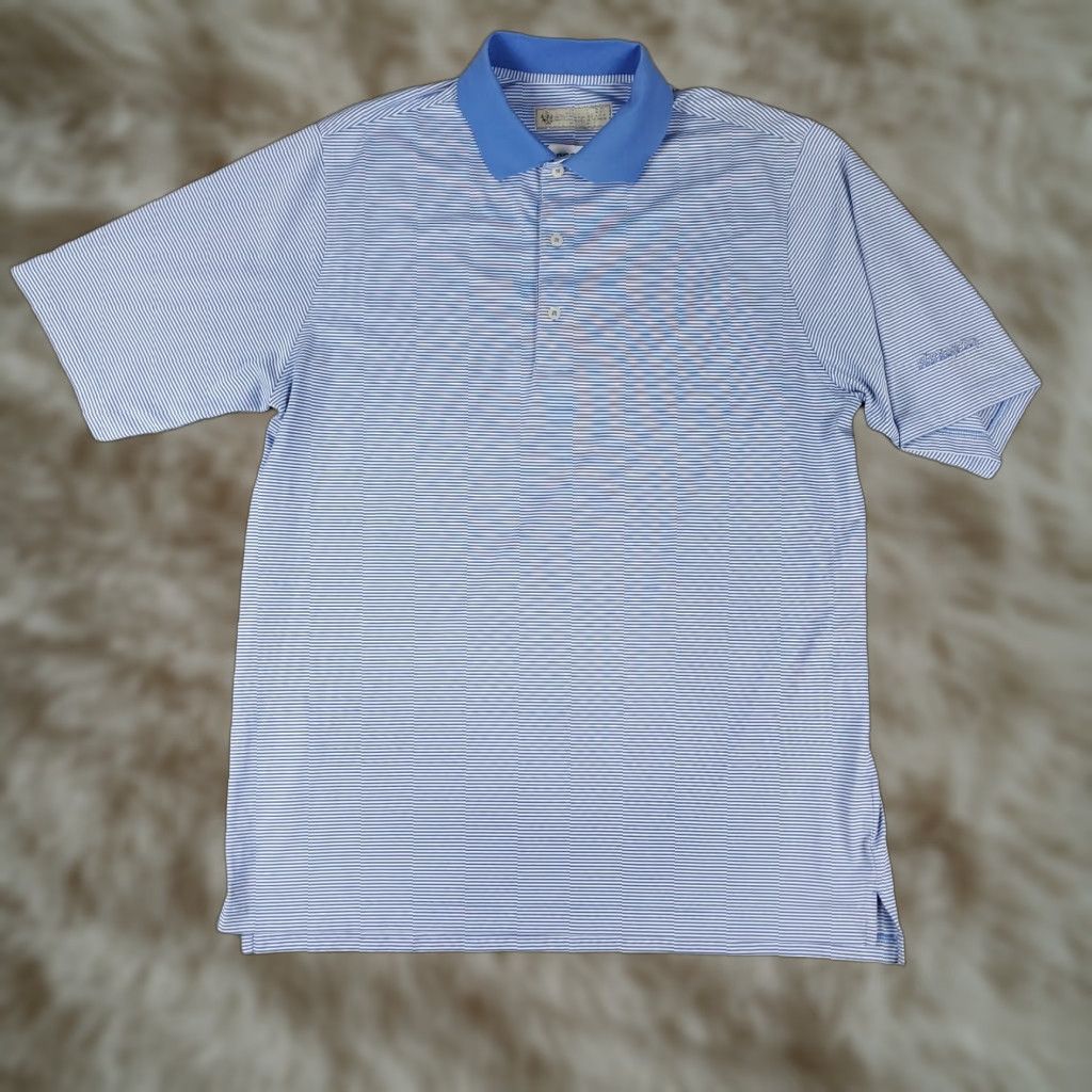 Vintage Donald Ross Polo Shirt Mens Size Medium Blue Striped Golf Short Sleeve Size US M / EU 48-50 / 2 - 1 Thumbnail