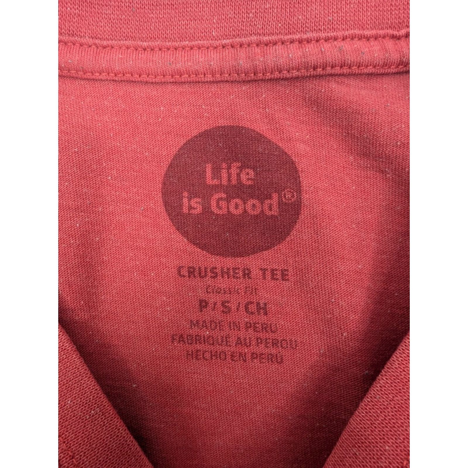 Life is Good Life is Good Shirt T-Shirt Red Crusher Tee USA Fish Patriot Flag Mens Small Short Sleeve Crew Neck Cotton Polyester Knit Logo Graphic Vintage: No Size US S / EU 44-46 / 1 - 7 Thumbnail