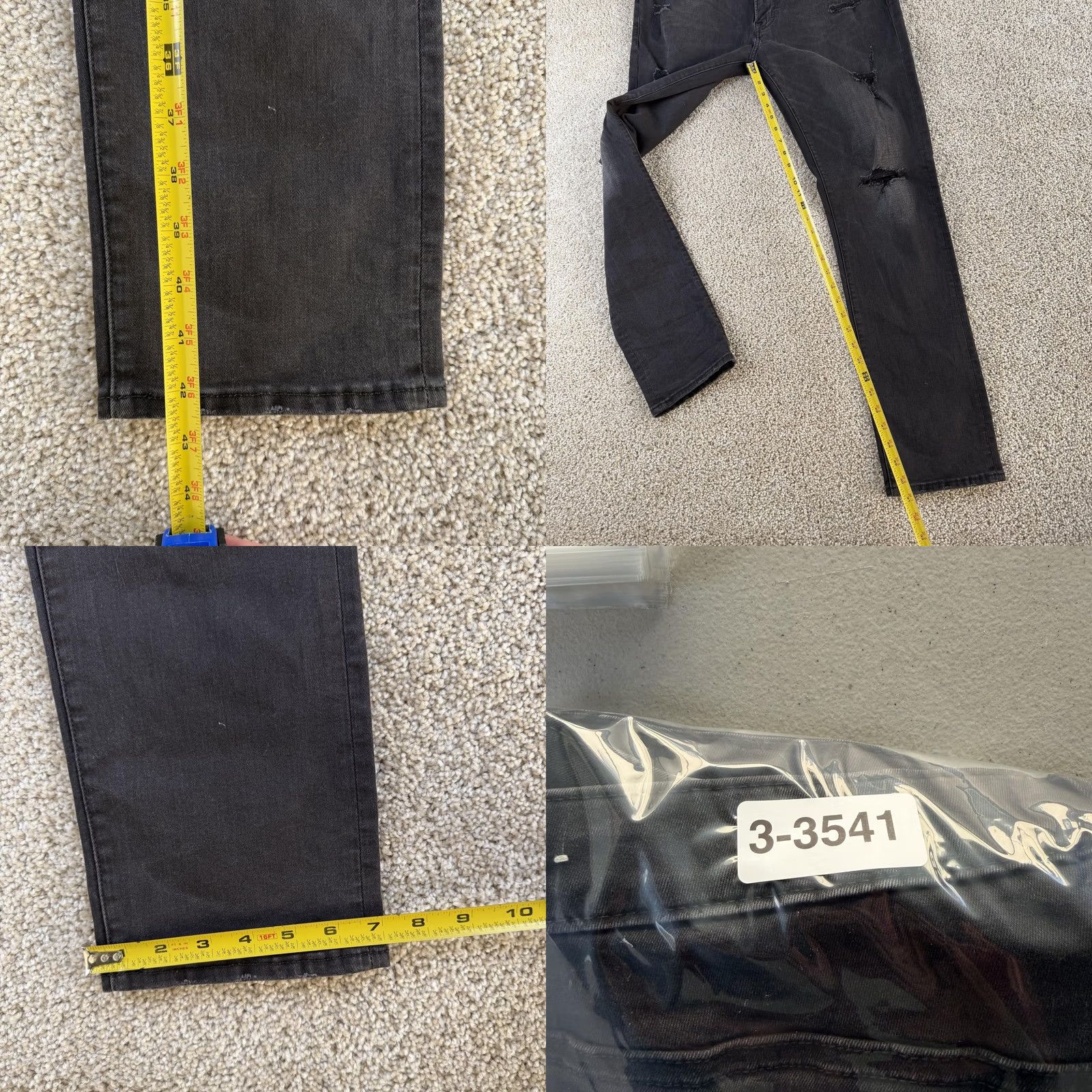 Vintage American Eagle Jeans Mens 34x32 Charcoal Black Denim Slim Tapered Distressed Size US 34 / EU 50 - 8 Thumbnail