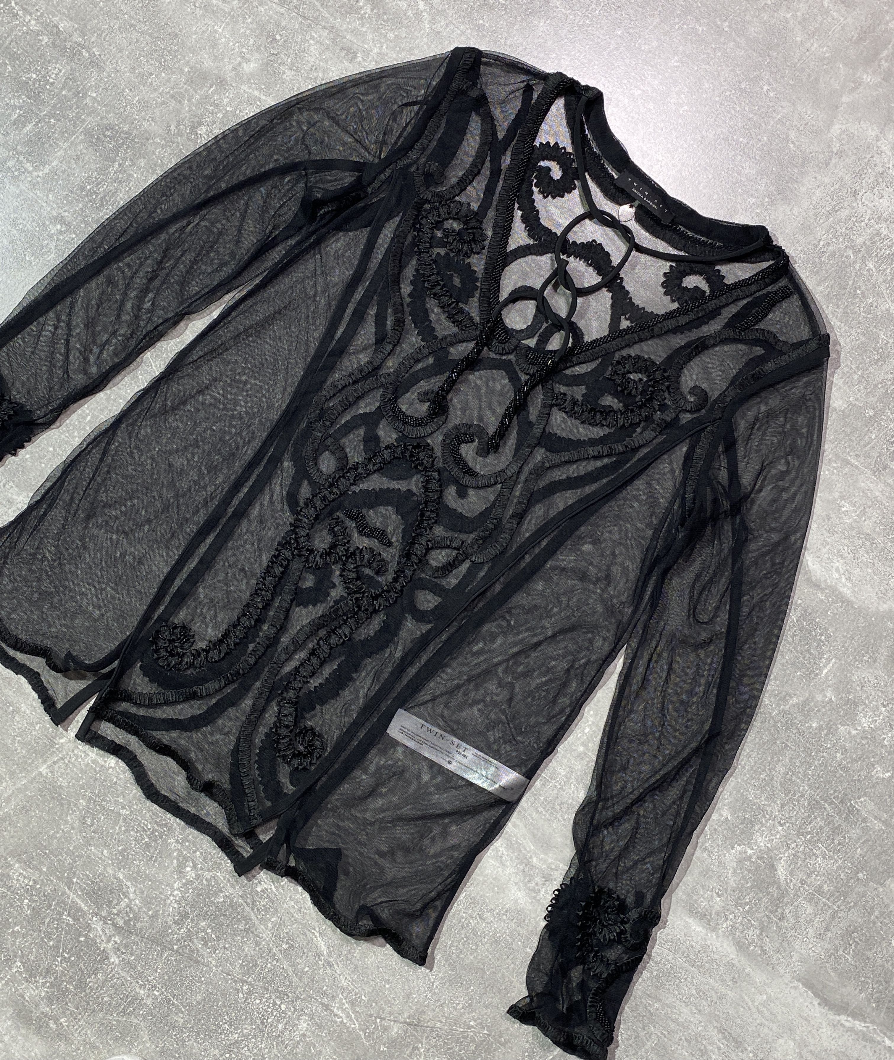 TWINSET Twin Set Simona Barbieri Mesh Black Mini Dress Size L / US 10 / IT 46 - 3 Thumbnail