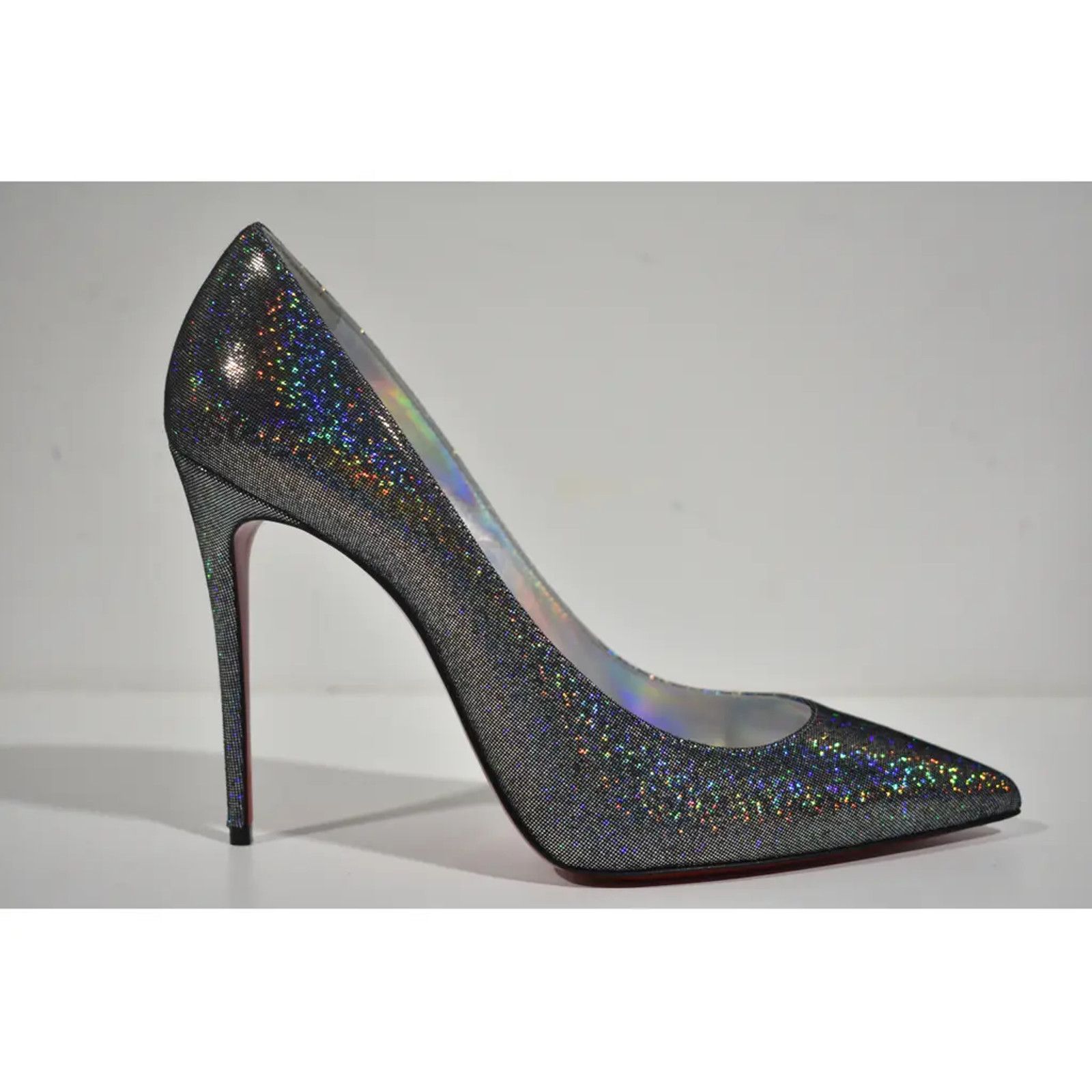 Christian Louboutin Kate 100 Silver Suede Disco Stiletto Pointed Heel Pump 40 Size US 10 / IT 40 - 2 Thumbnail