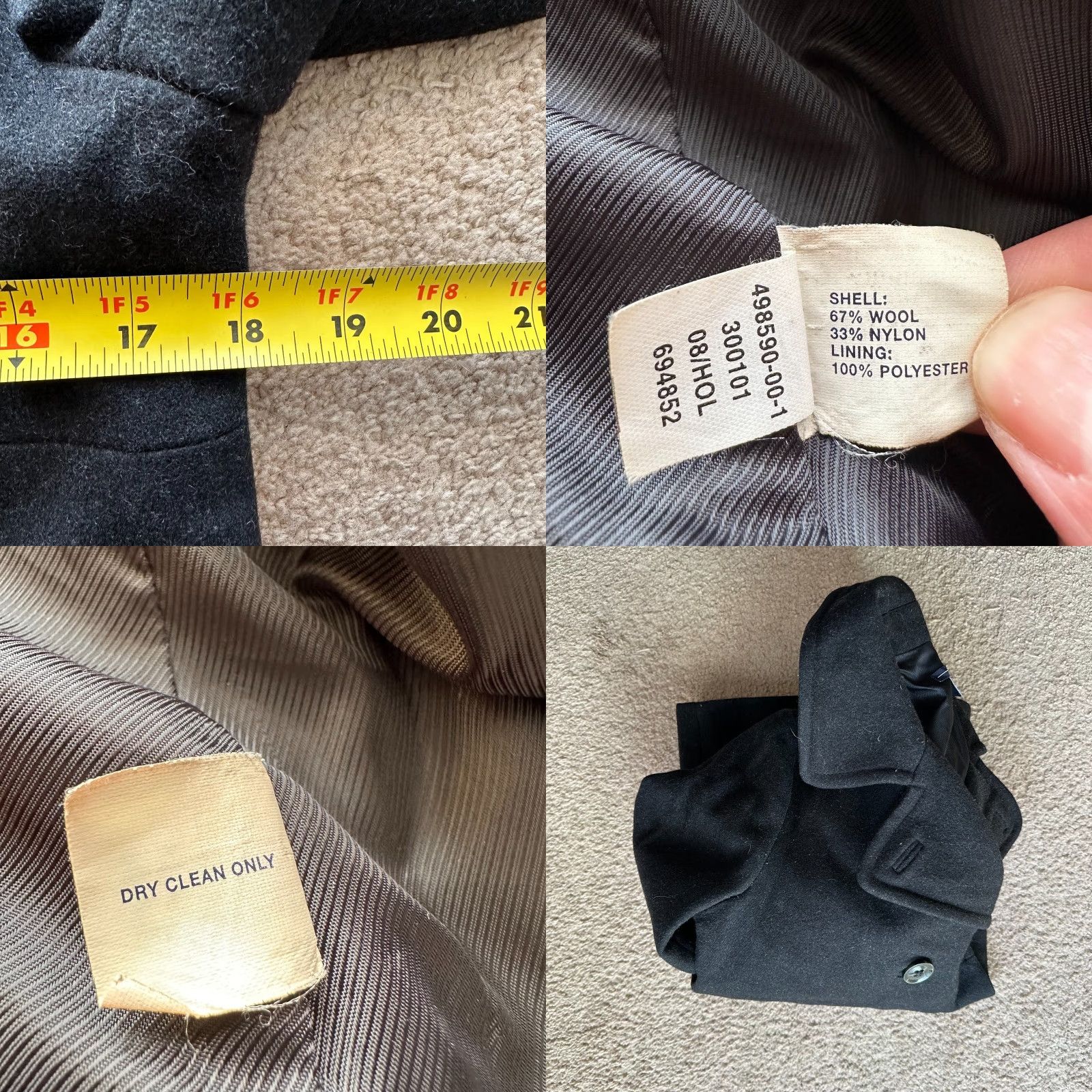 Gap GAP Pea Coat Womens Medium Wool Blend Notch Dark Grey Coat Size M / US 6-8 / IT 42-44 - 9 Thumbnail