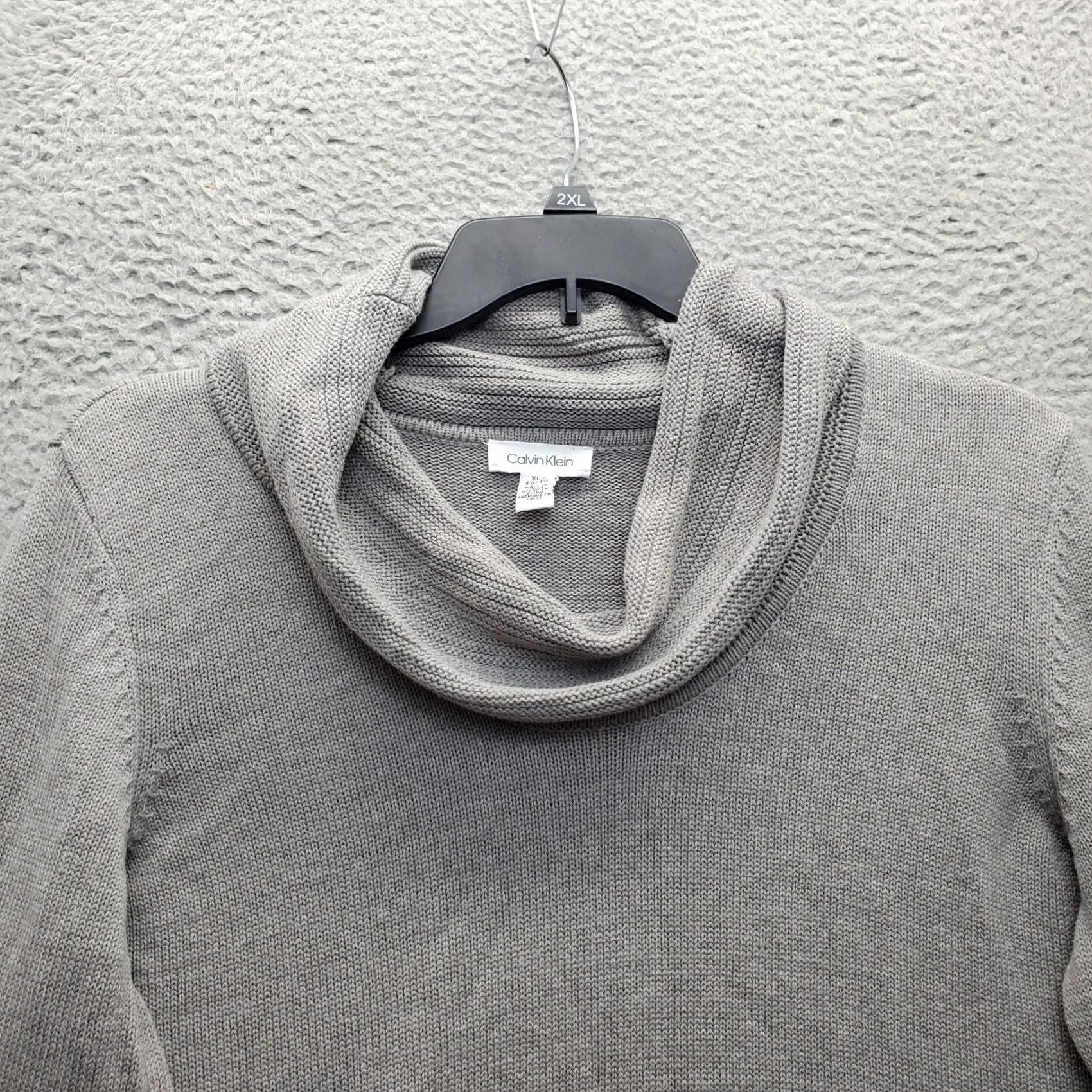 Calvin Klein Calvin Klein Pullover Sweater Womens XL Gray Cotton Knit Long Sleeve Cowl Neck Size XL / US 12-14 / IT 48-50 - 3 Thumbnail