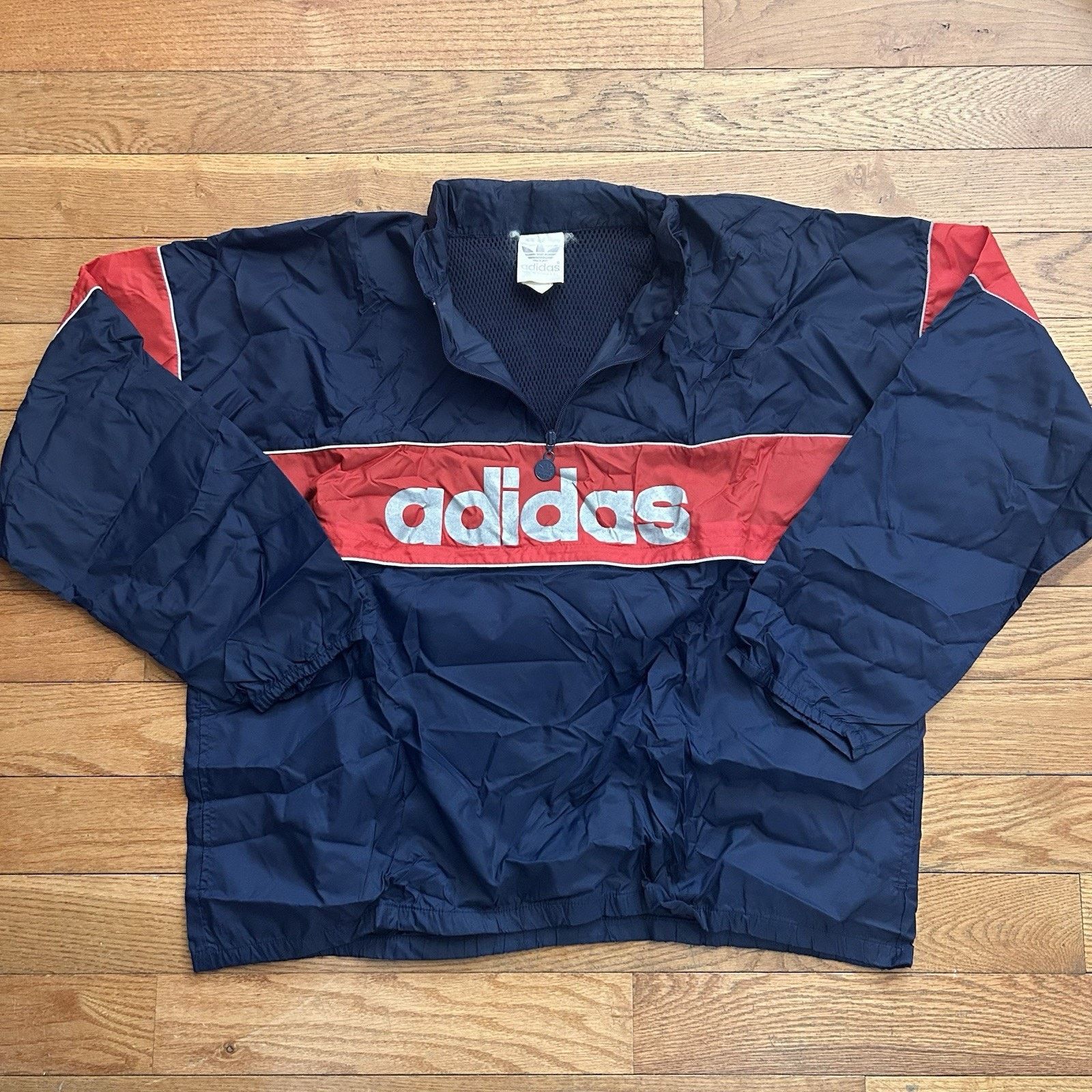 Adidas × Vintage 80s Big Logo Hideaway Hood Windbreaker Track Jacket XL Size US XL / EU 56 / 4 - 1 Thumbnail