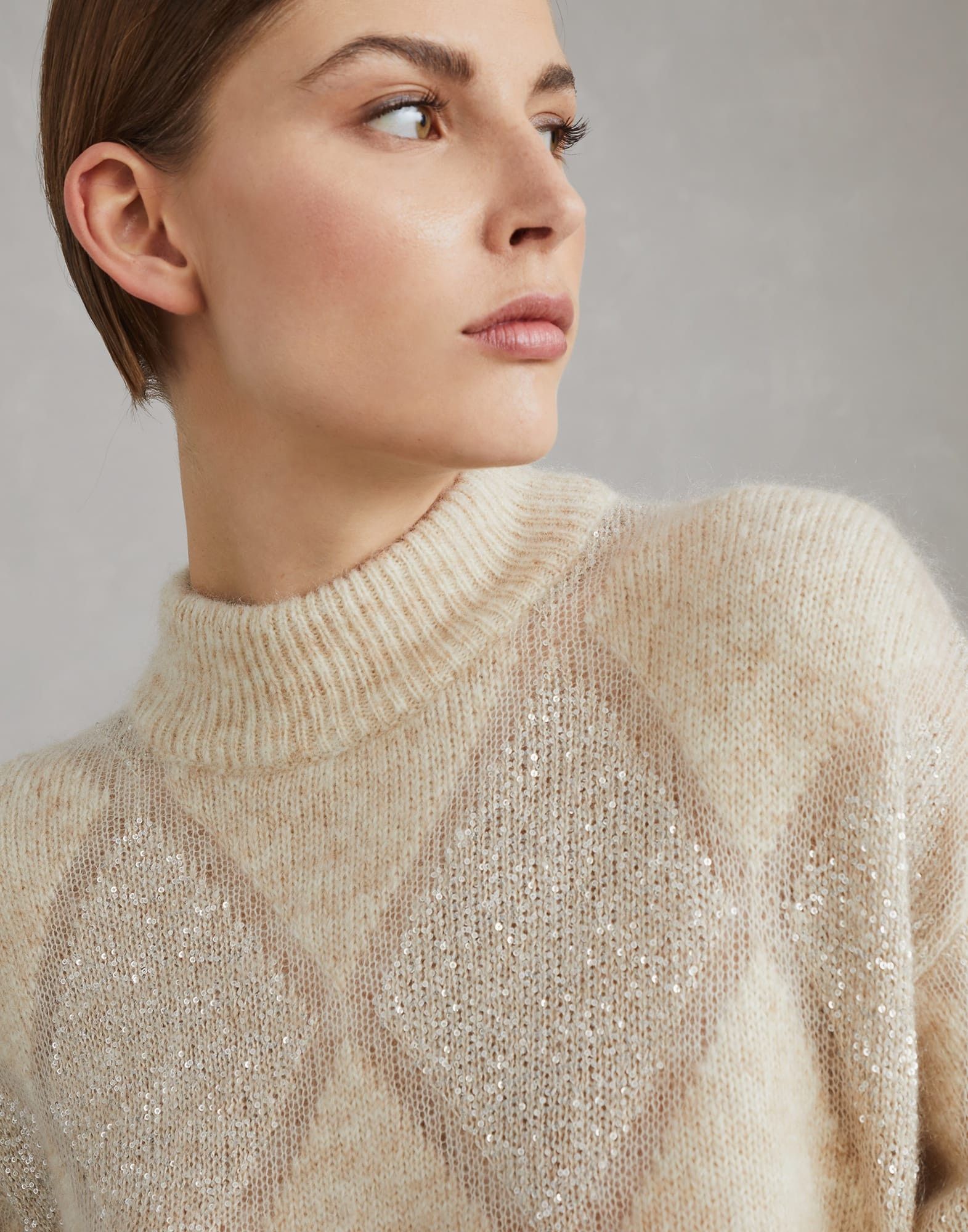 Brunello Cucinelli o1la1rc1a1025 Sweater in Beige Size M / US 6-8 / IT 42-44 - 3 Thumbnail