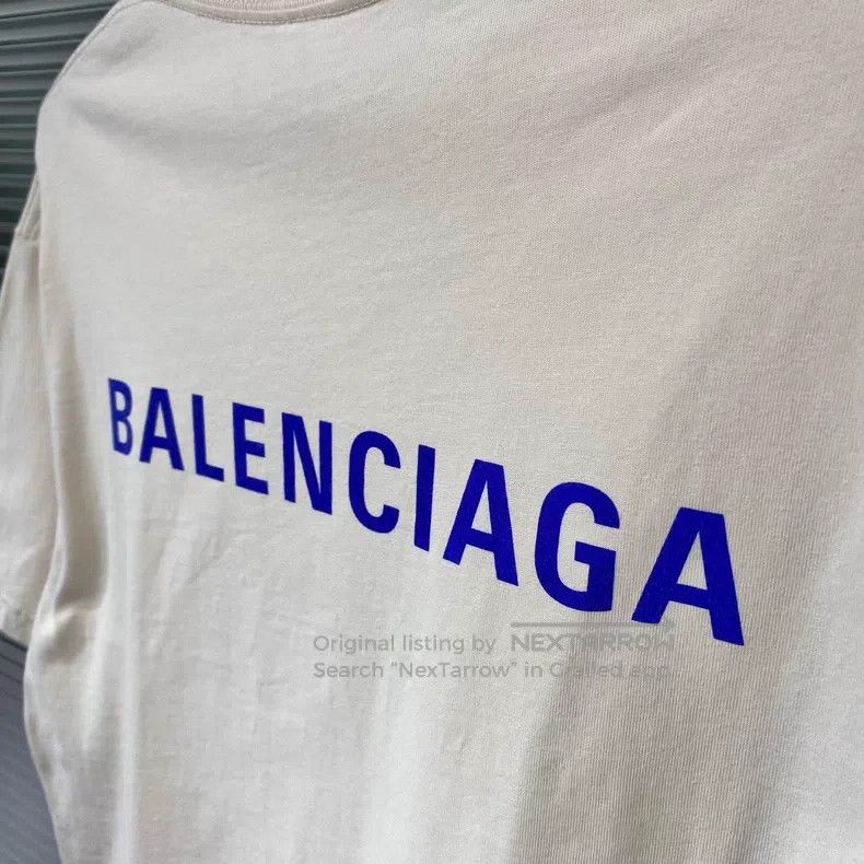 Balenciaga Balenciaga Beige Short Sleeve T-Shirt with Letter Print Lo Size US S / EU 44-46 / 1 - 6 Thumbnail